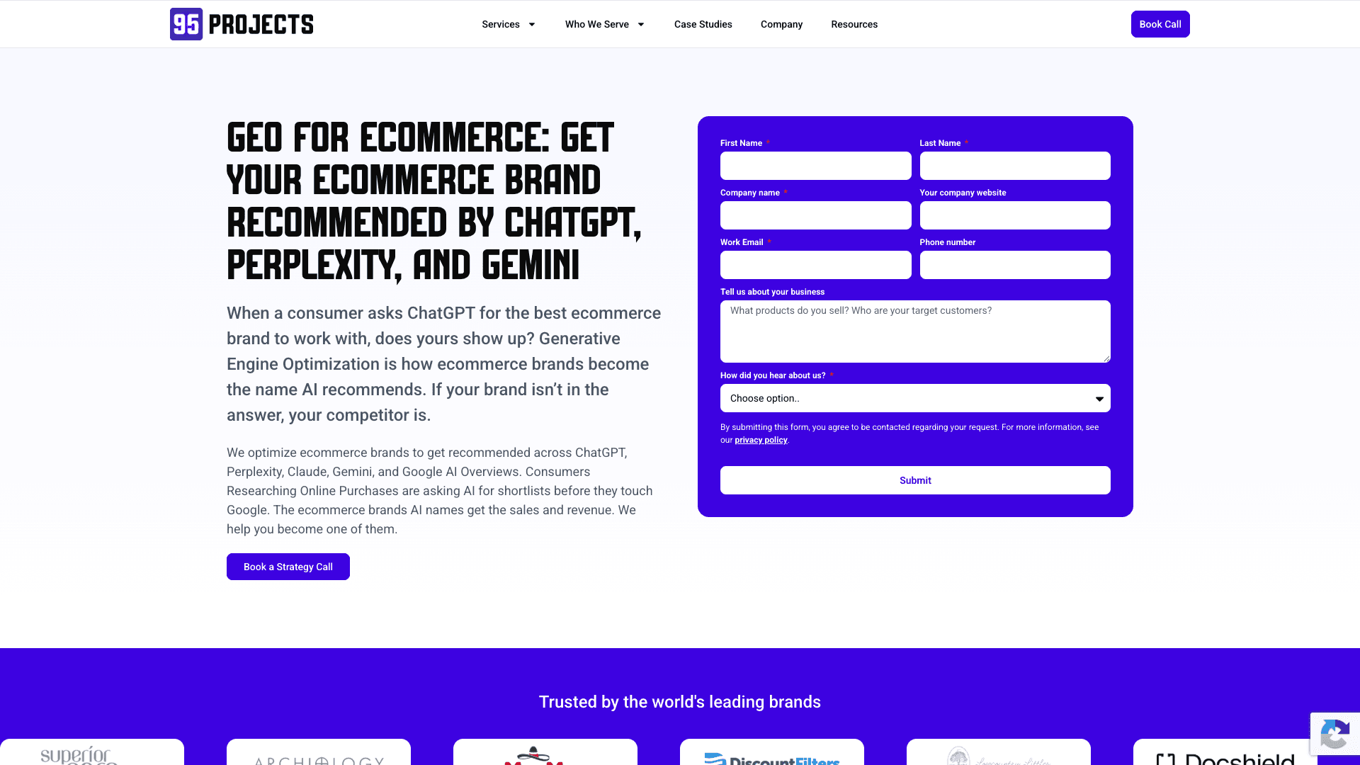 95 Projects website screenshot
