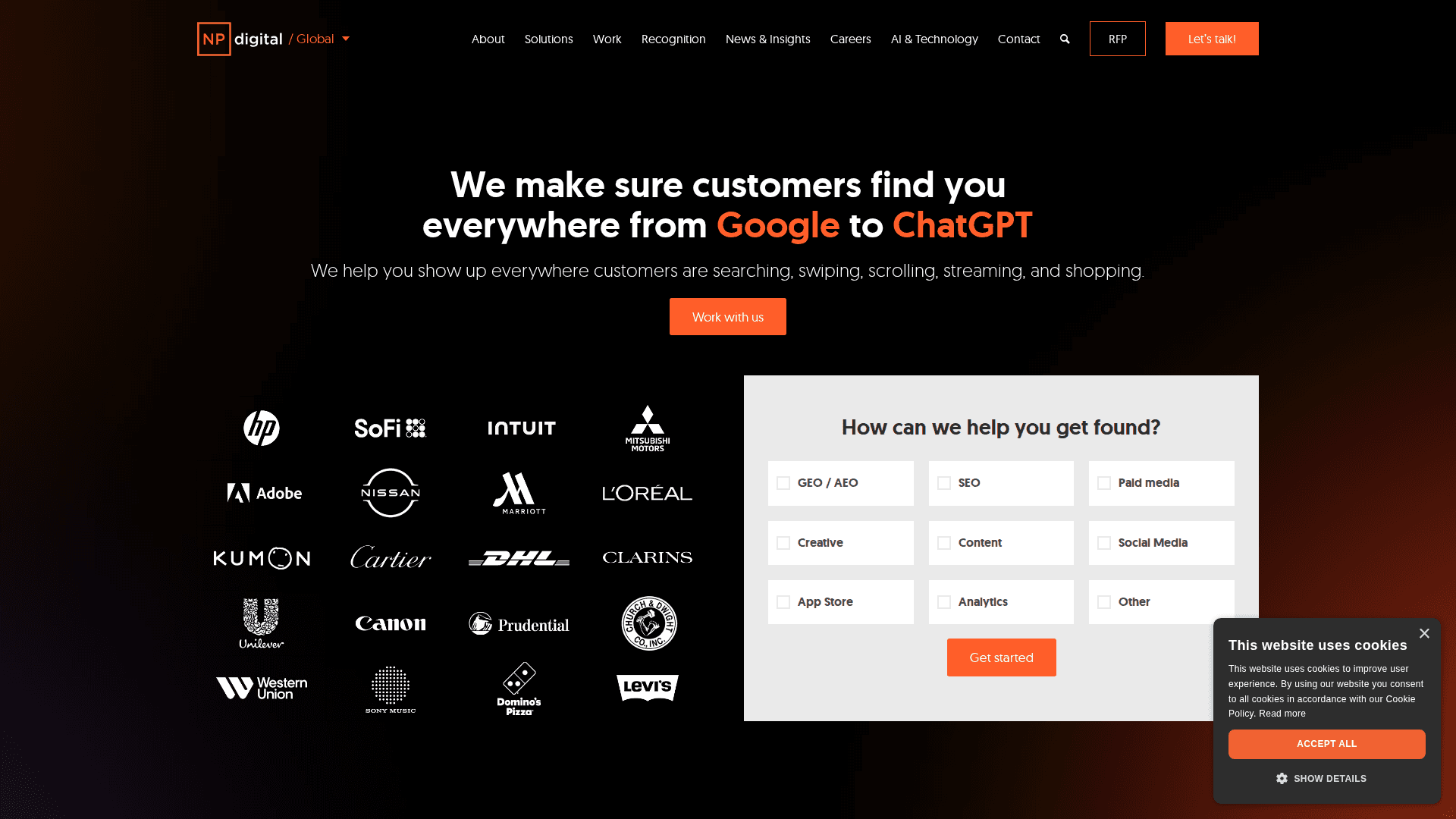 NP Digital homepage screenshot