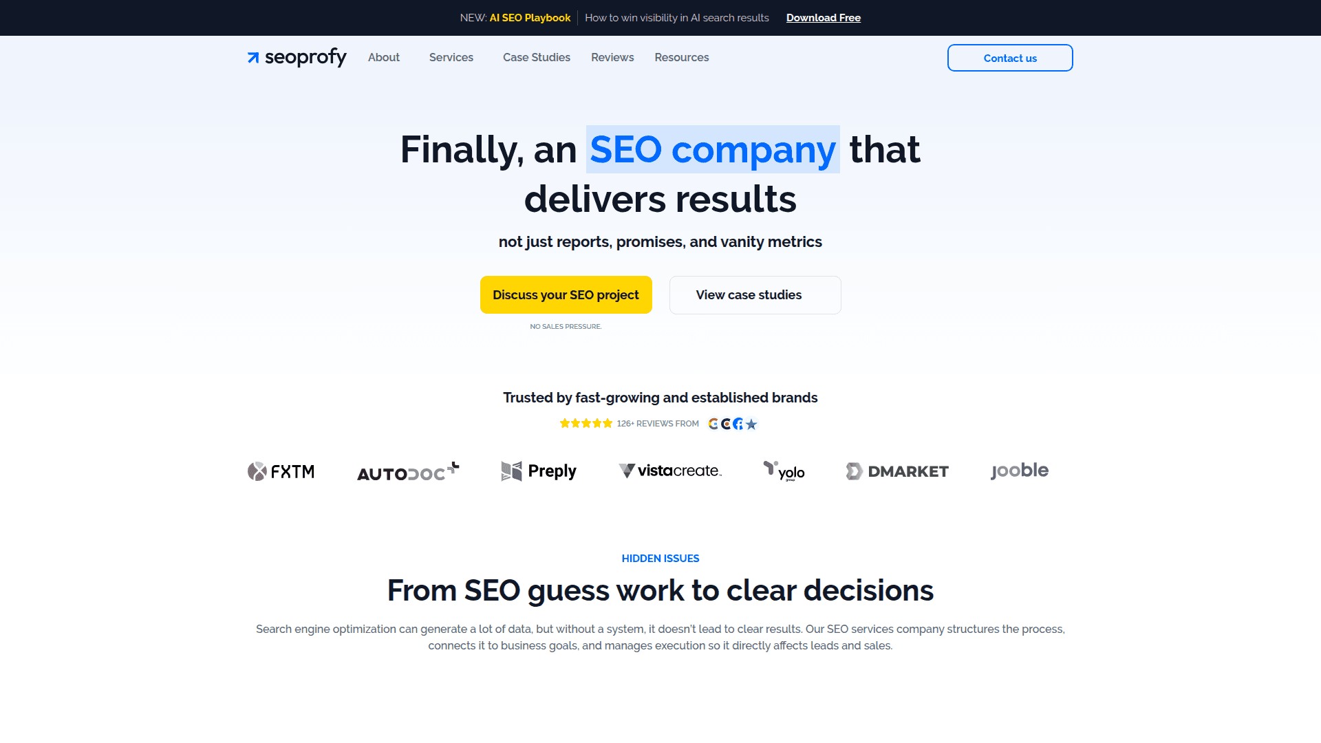 SeoProfy homepage screenshot
