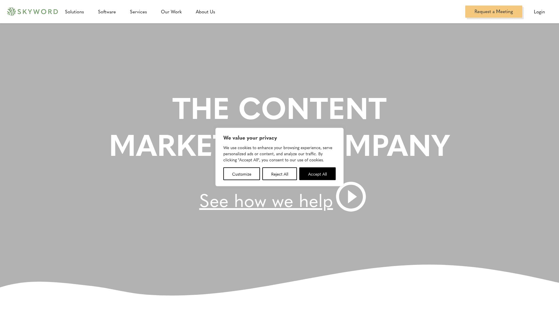 Skyword homepage screenshot