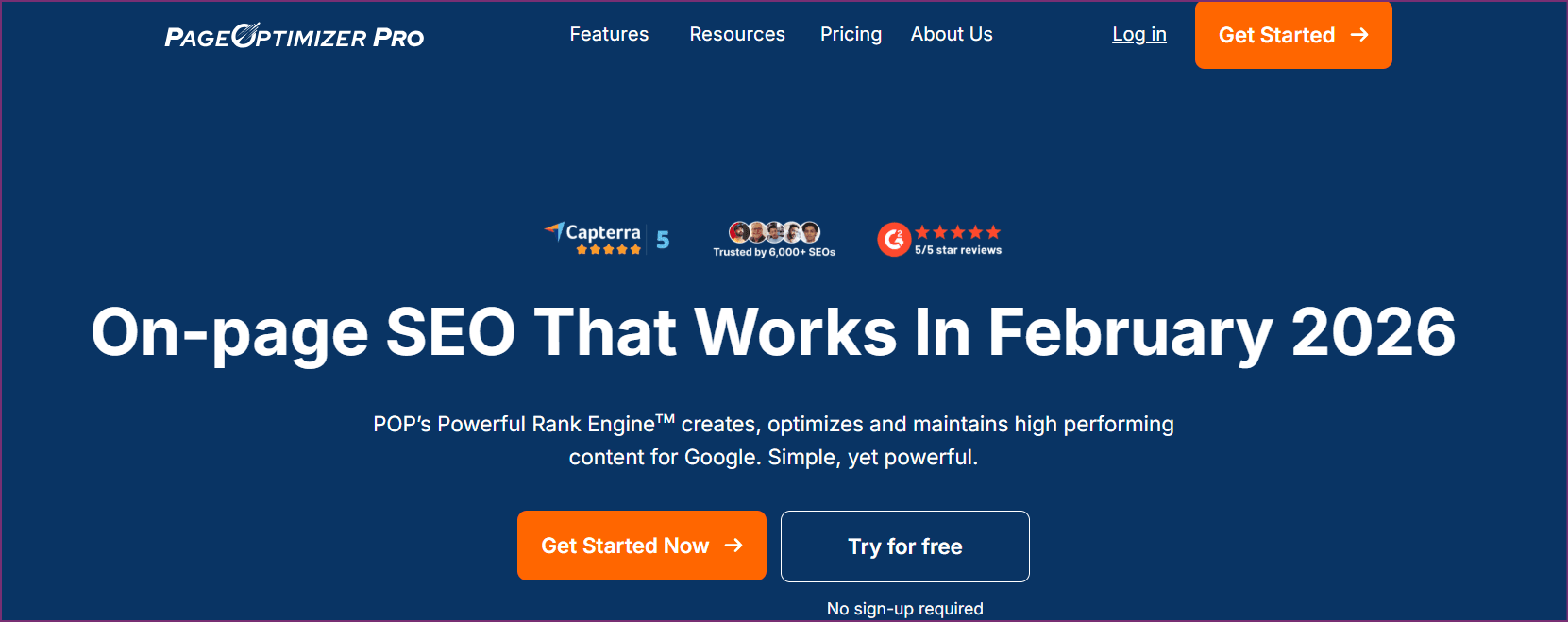 Page Optimizer Pro dashboard showing content optimization