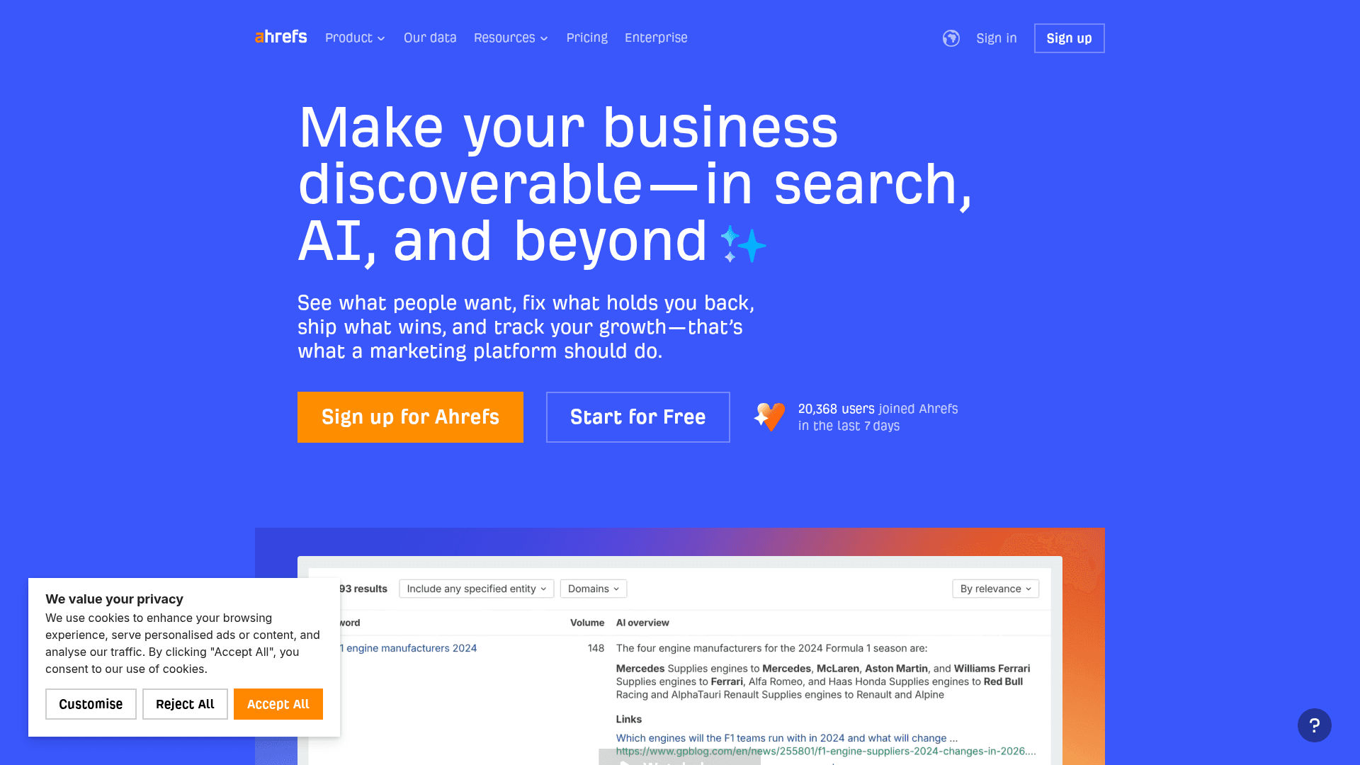 Ahrefs dashboard screenshot