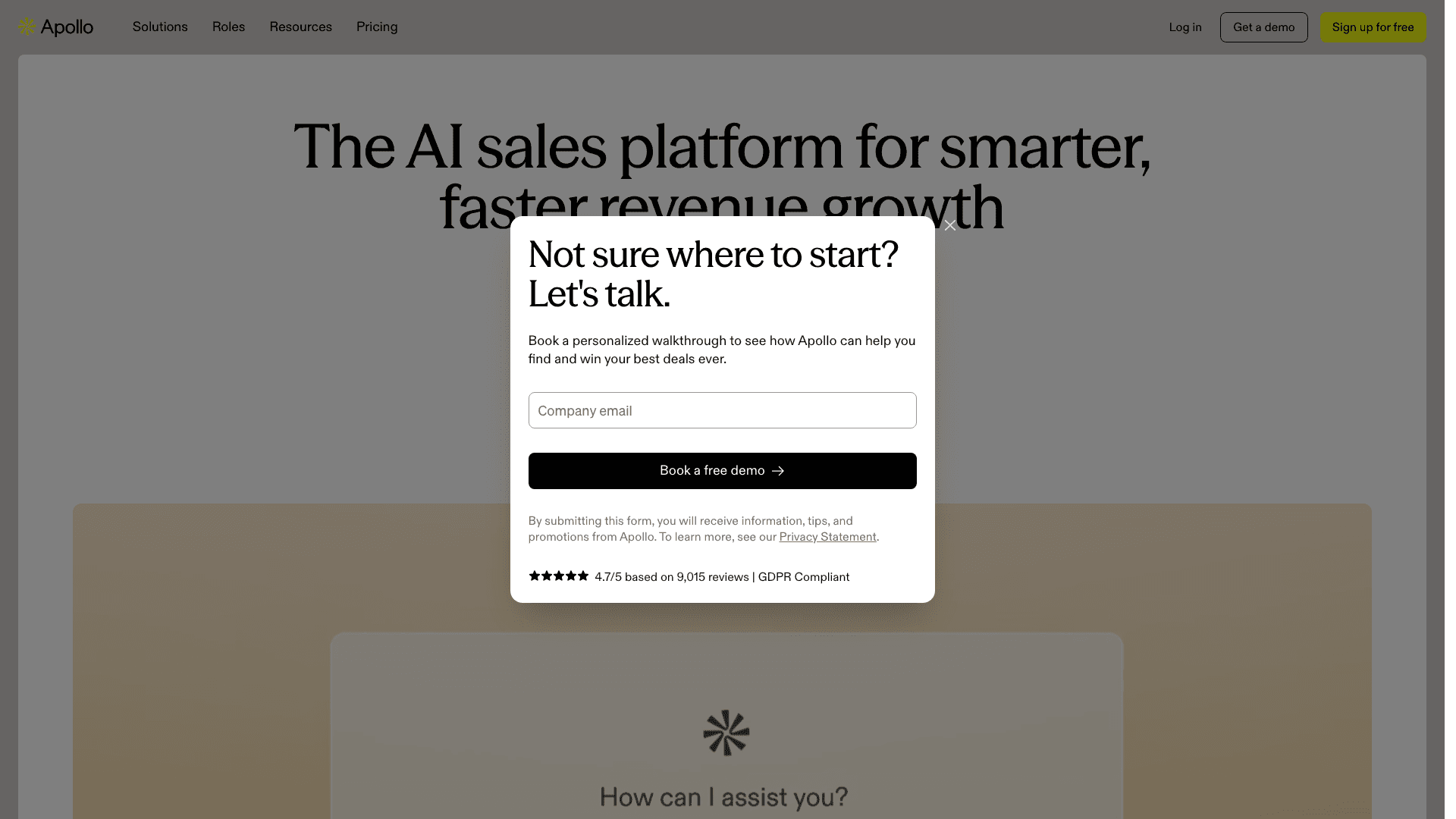 Apollo.io homepage screenshot