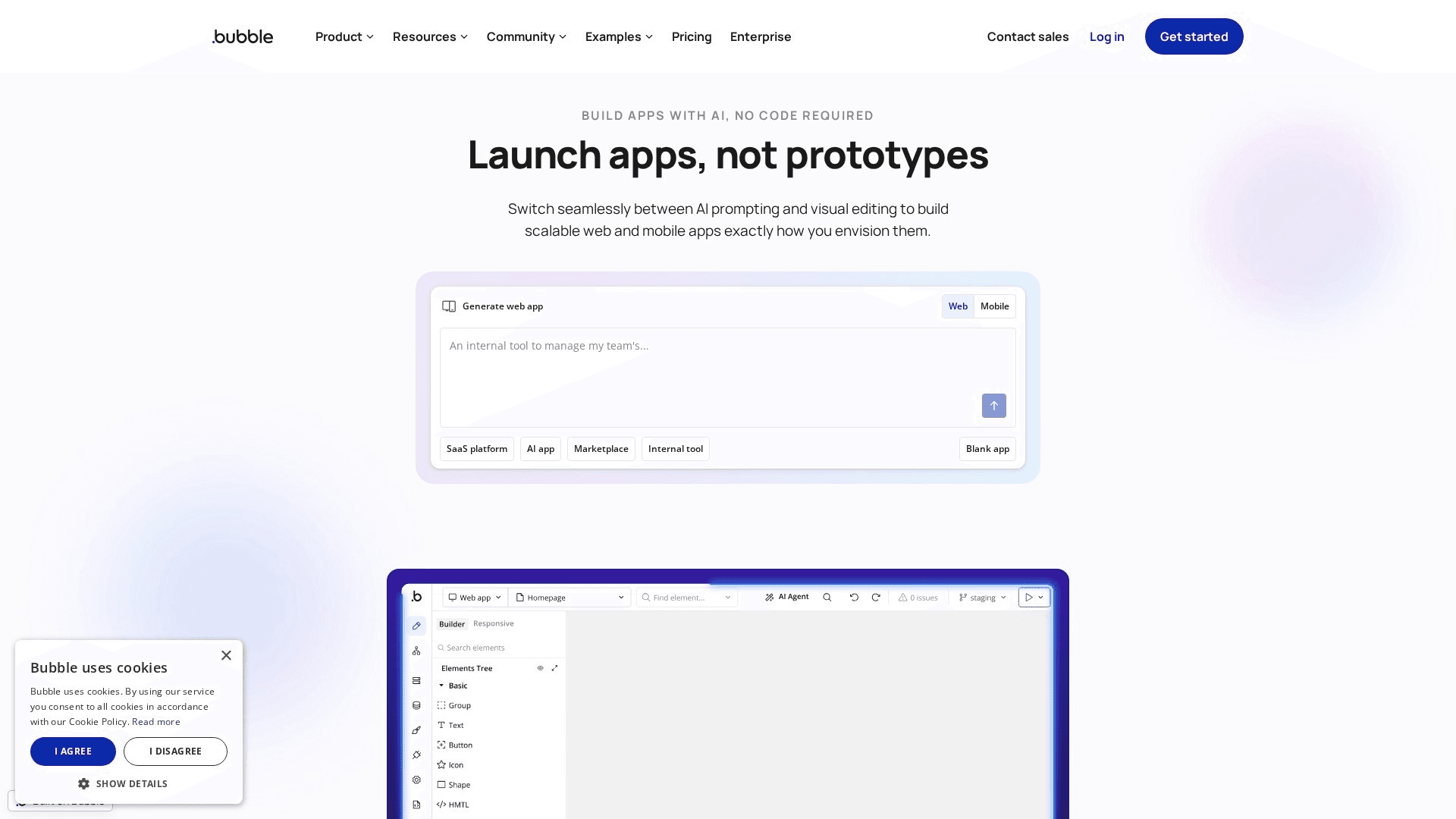 Bubble homepage screenshot