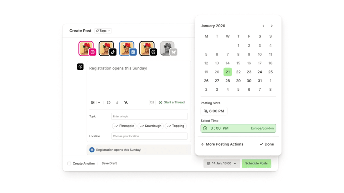 Buffer social media scheduling dashboard