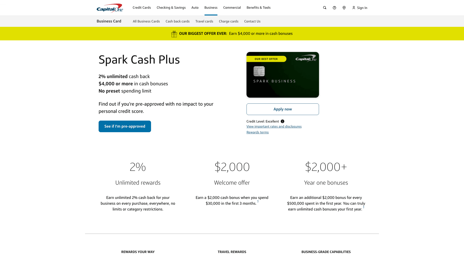 Capital One Spark Cash Plus dashboard screenshot