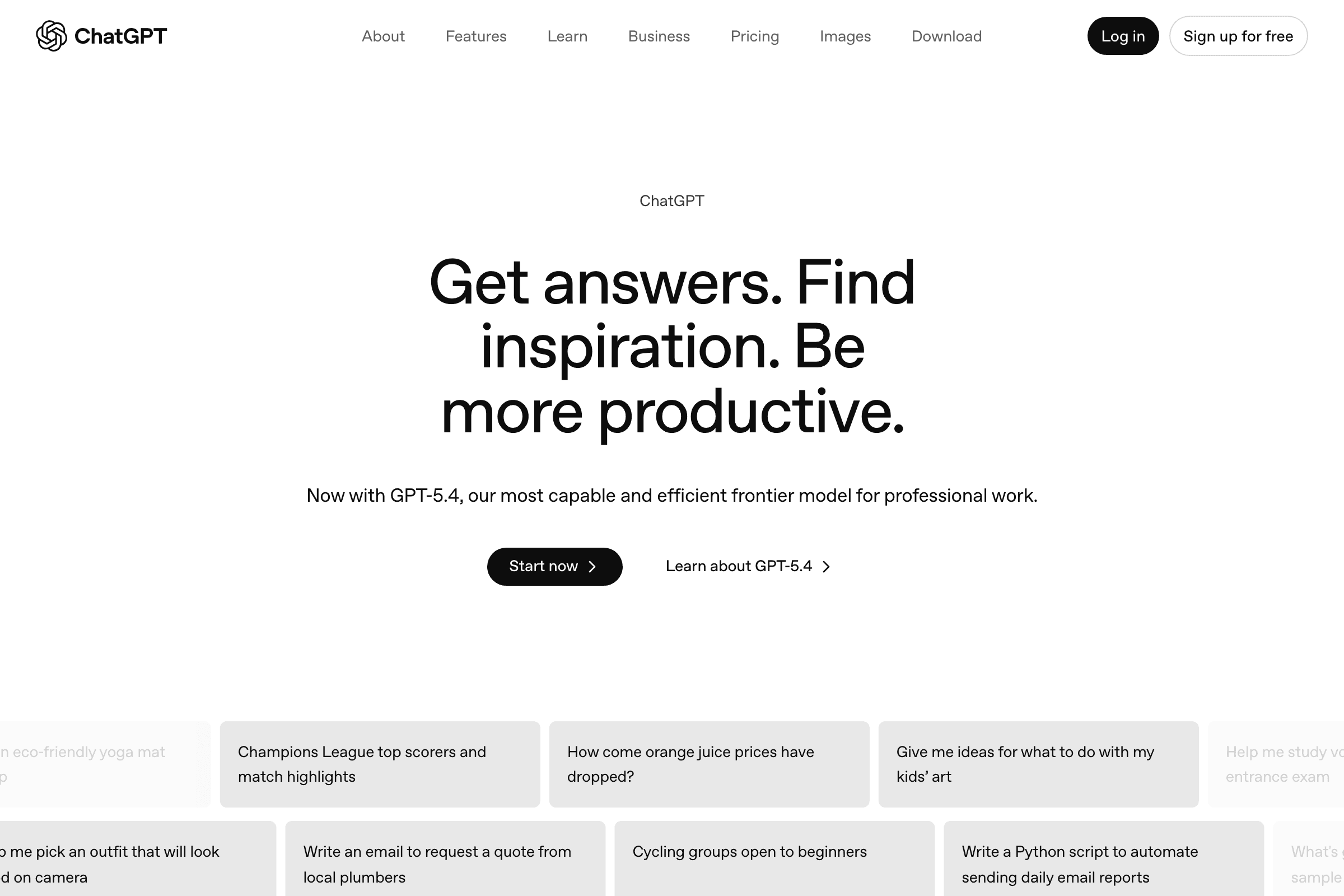 ChatGPT homepage screenshot