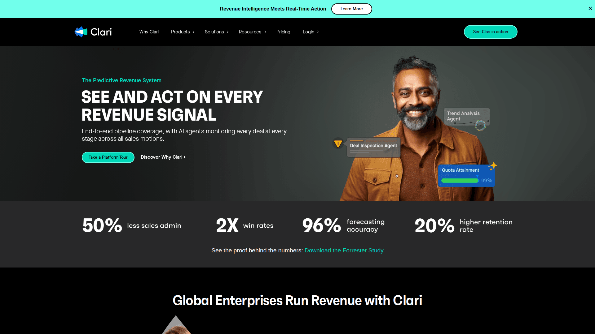 Clari homepage screenshot
