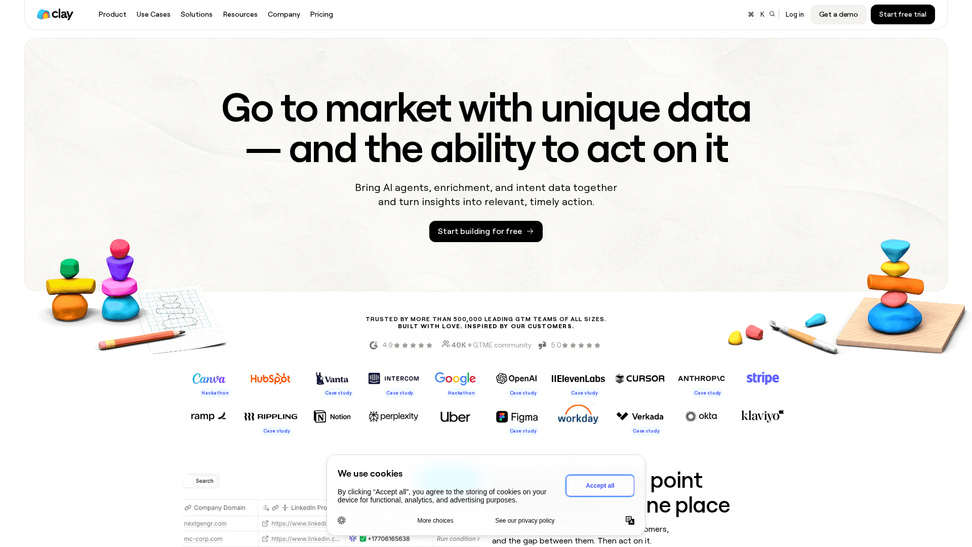 Clay homepage screenshot