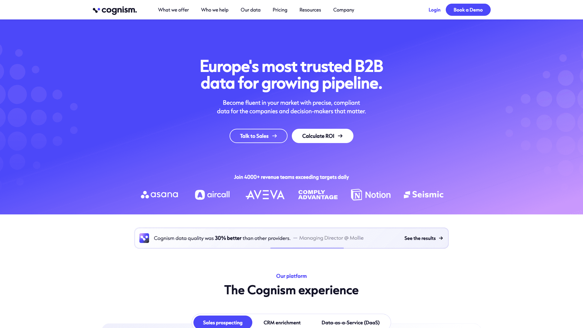 Cognism dashboard screenshot