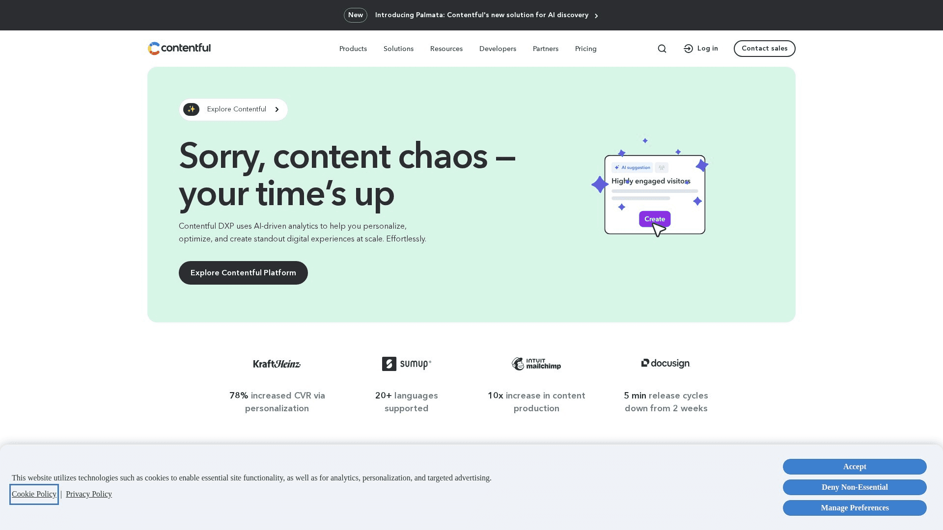 Contentful homepage screenshot