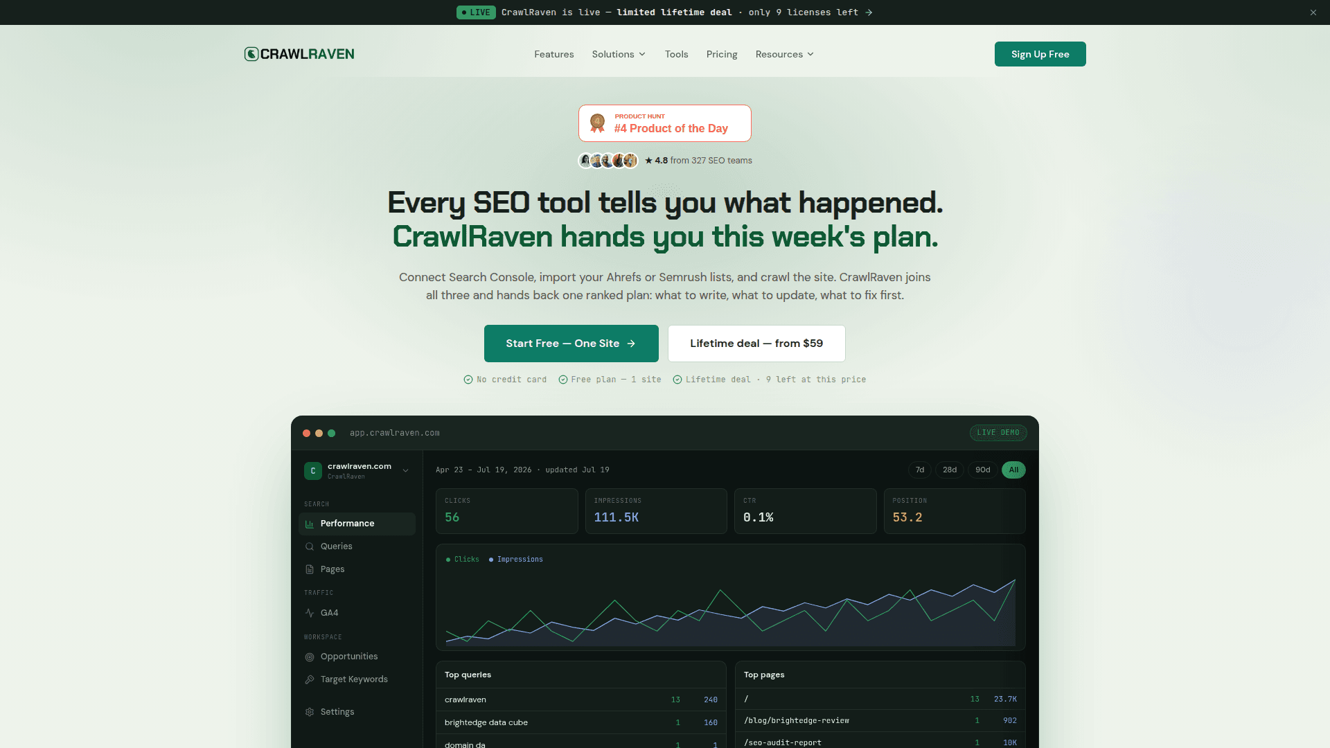 CrawlRaven homepage screenshot