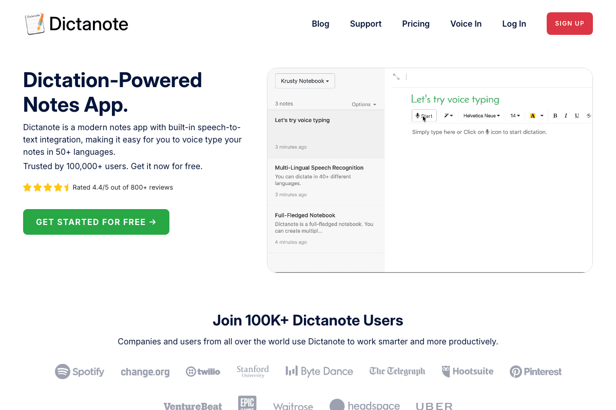 Dictanote screenshot