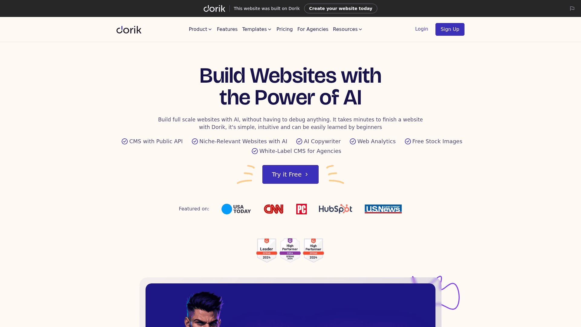 Dorik homepage screenshot