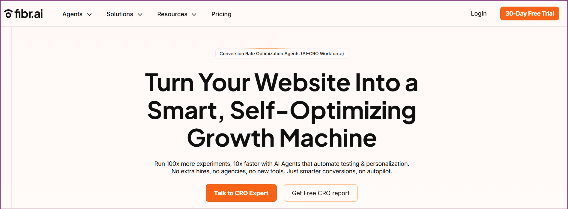 Fibr AI dashboard showing landing page personalization