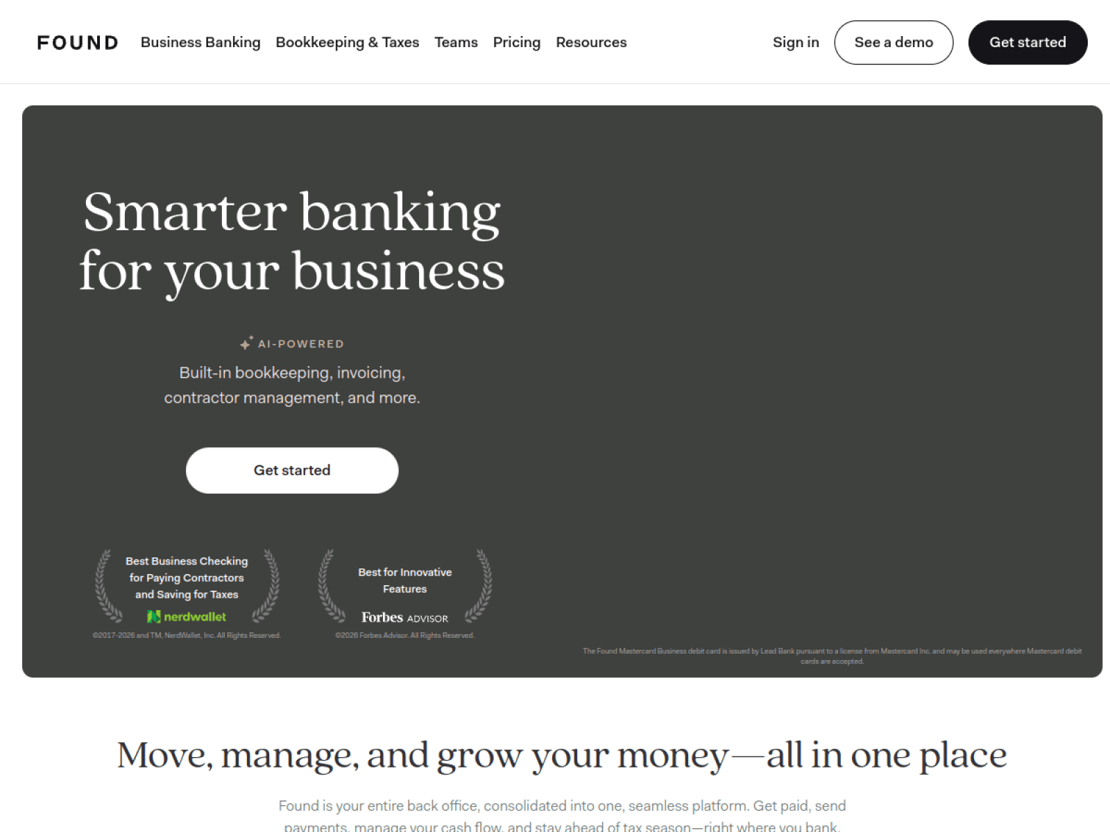 Found homepage screenshot
