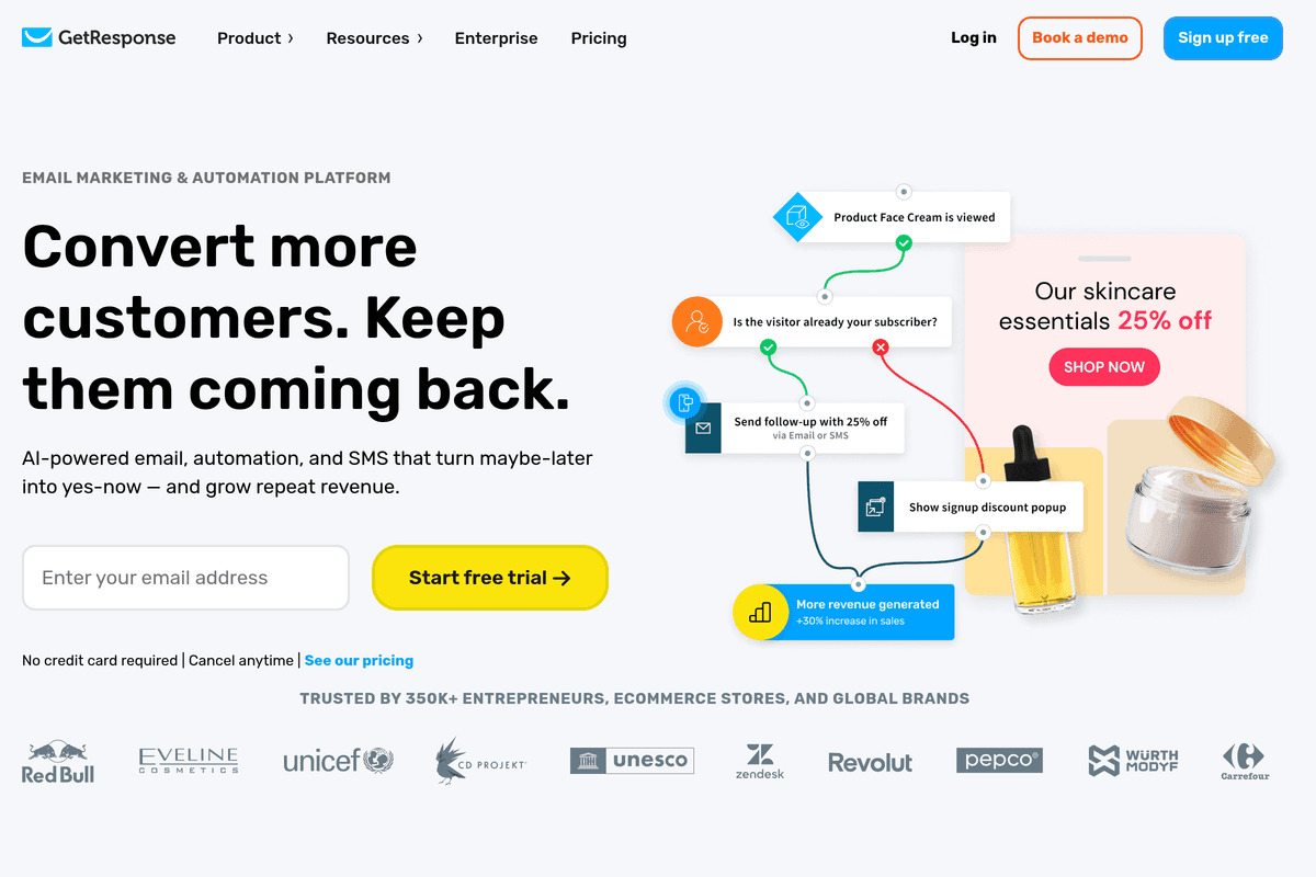 GetResponse dashboard screenshot