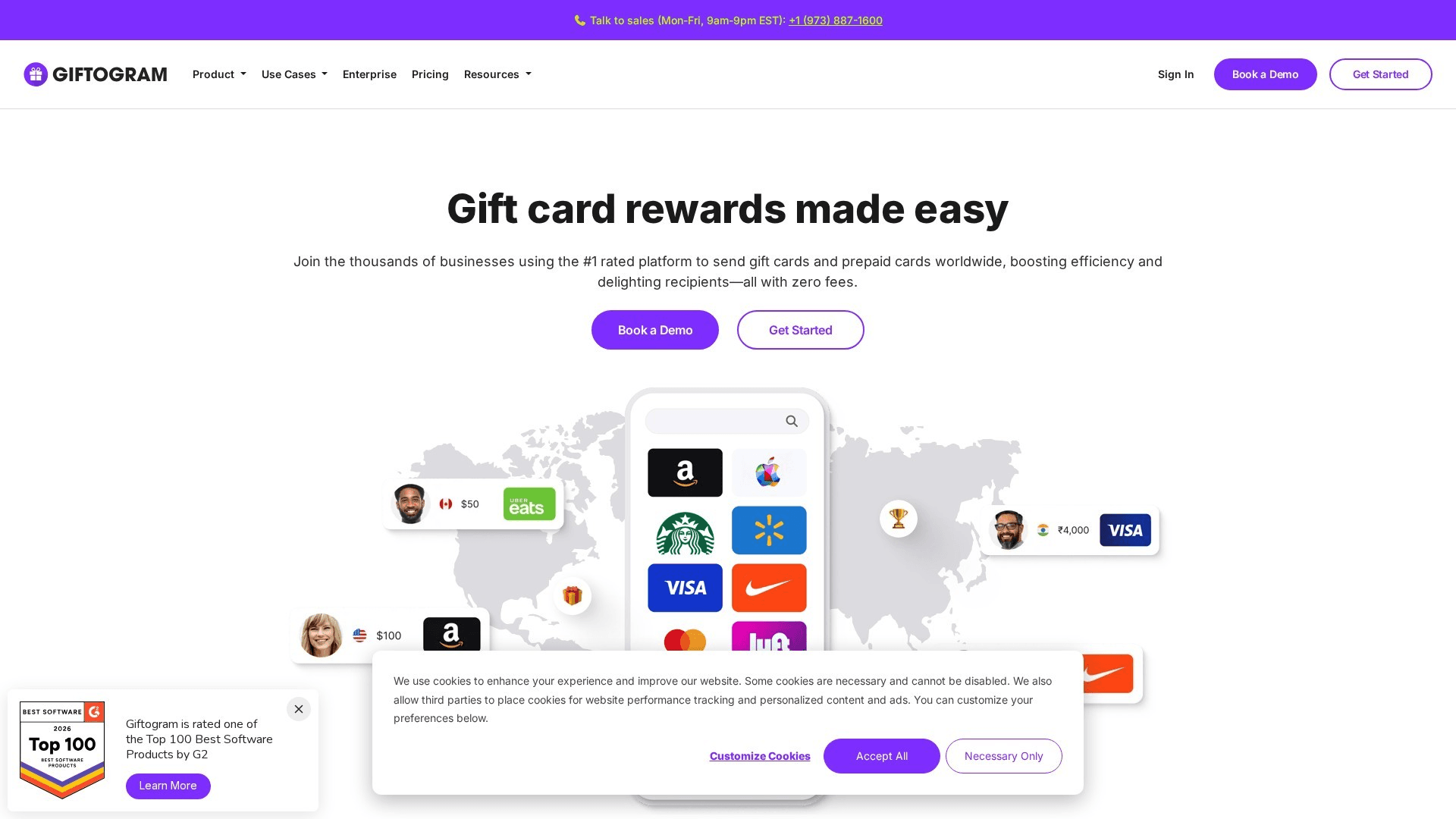 Giftogram homepage screenshot