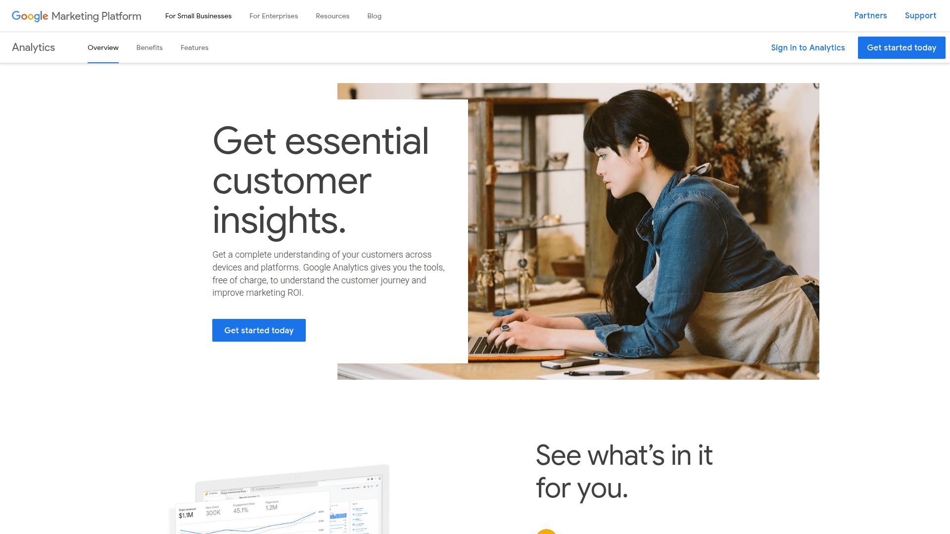 Google Analytics 4 + Gemini homepage screenshot