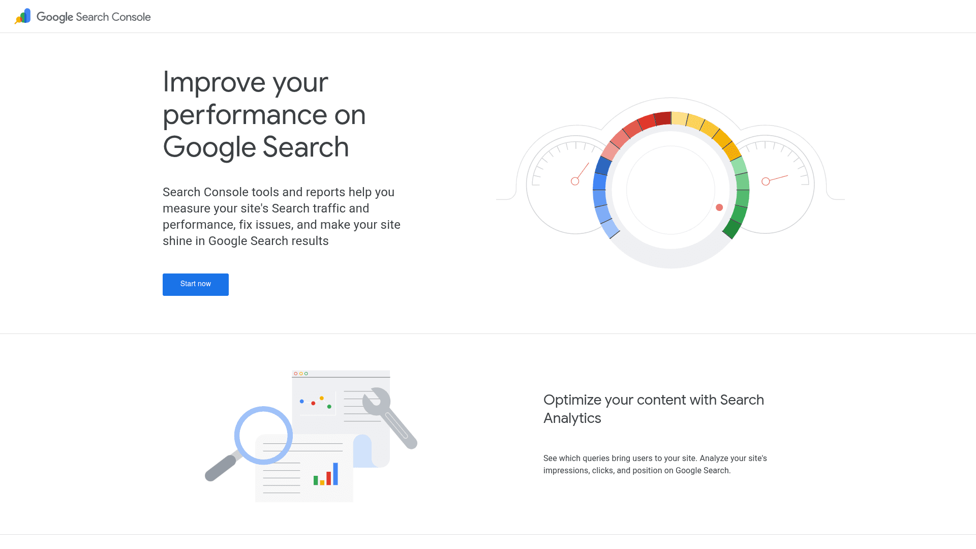 Google Search Console homepage screenshot