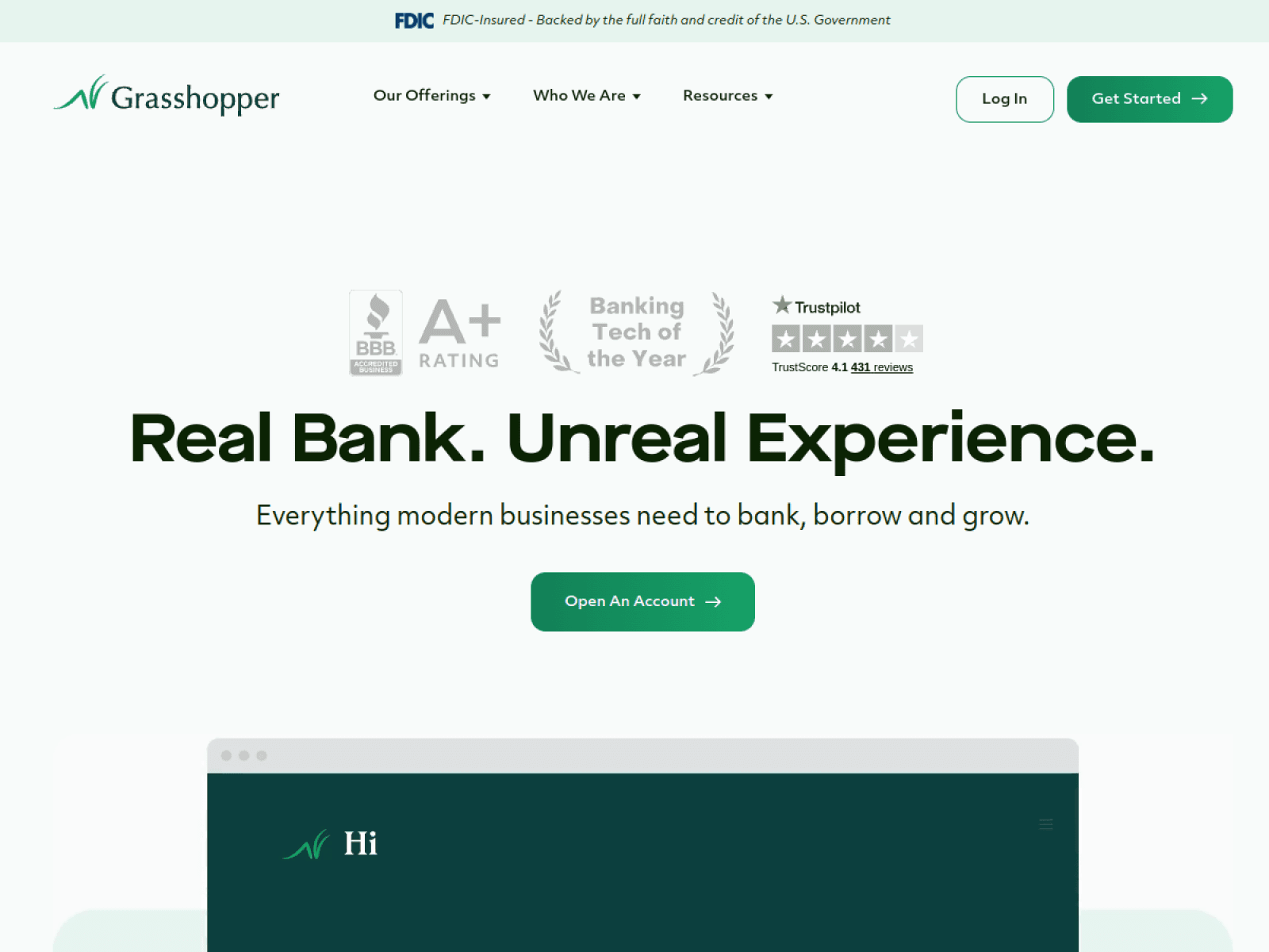 Grasshopper homepage screenshot