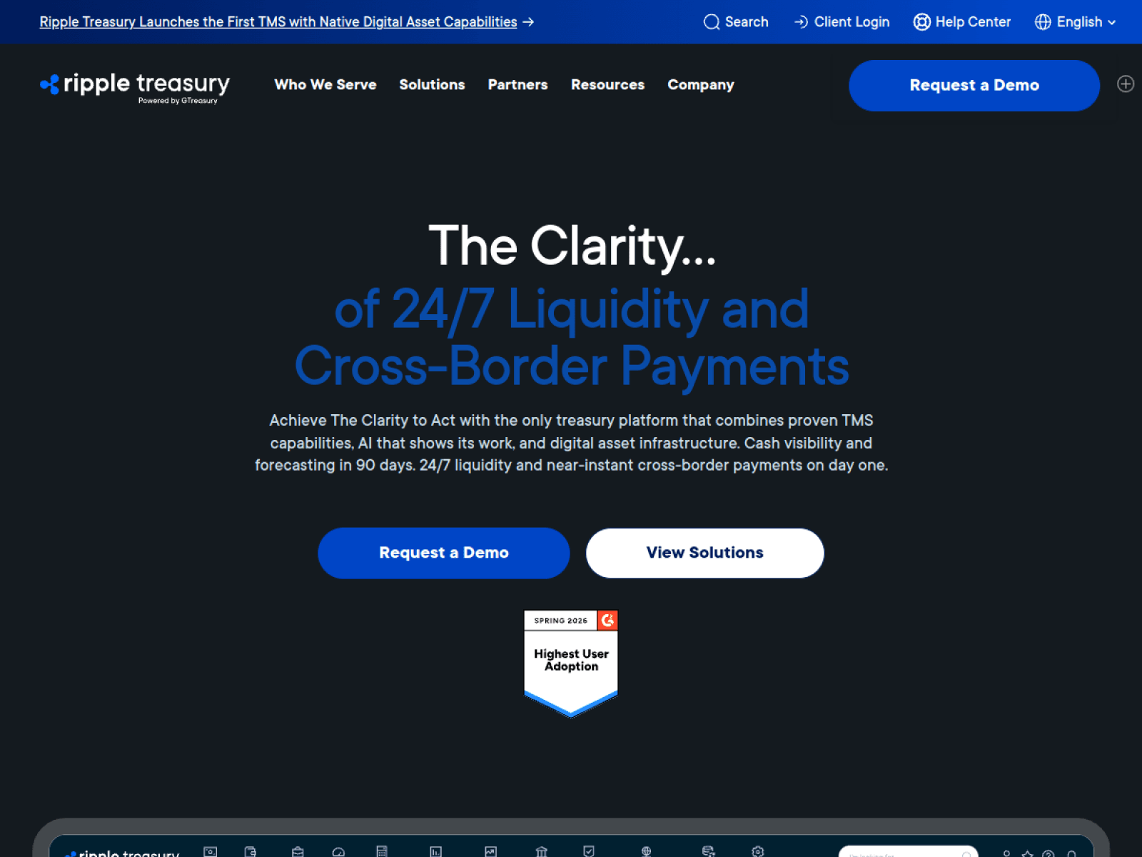 GTreasury homepage screenshot