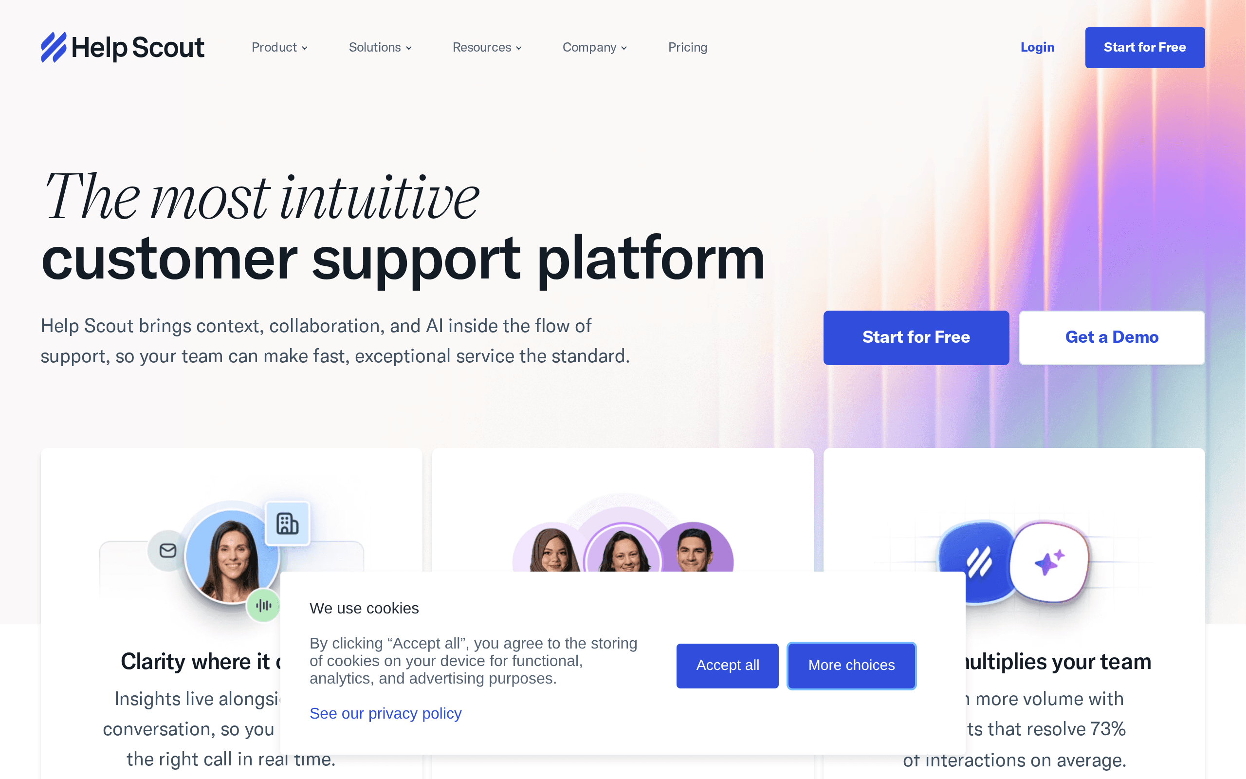 Help Scout homepage — Best Human + AI for SMBs AI customer support tool