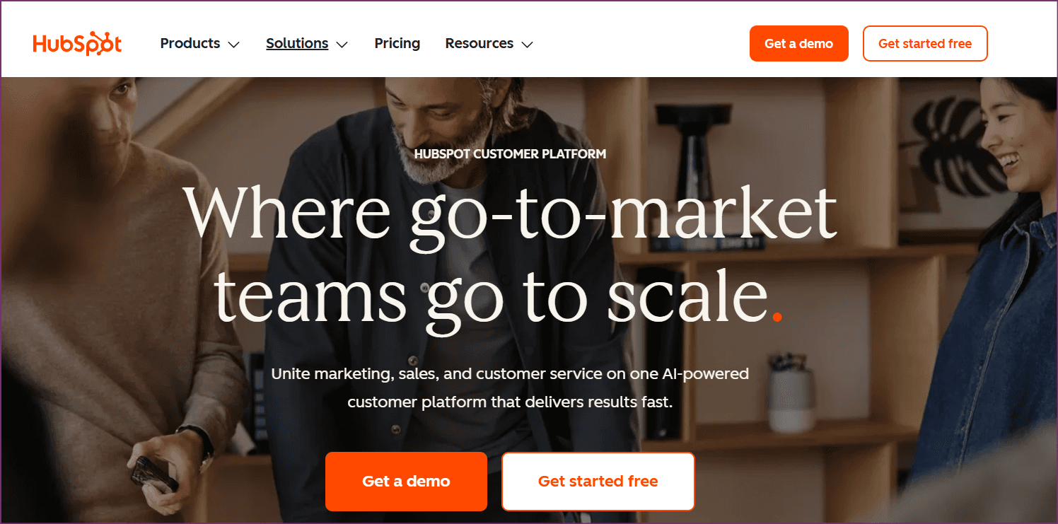 HubSpot homepage screenshot