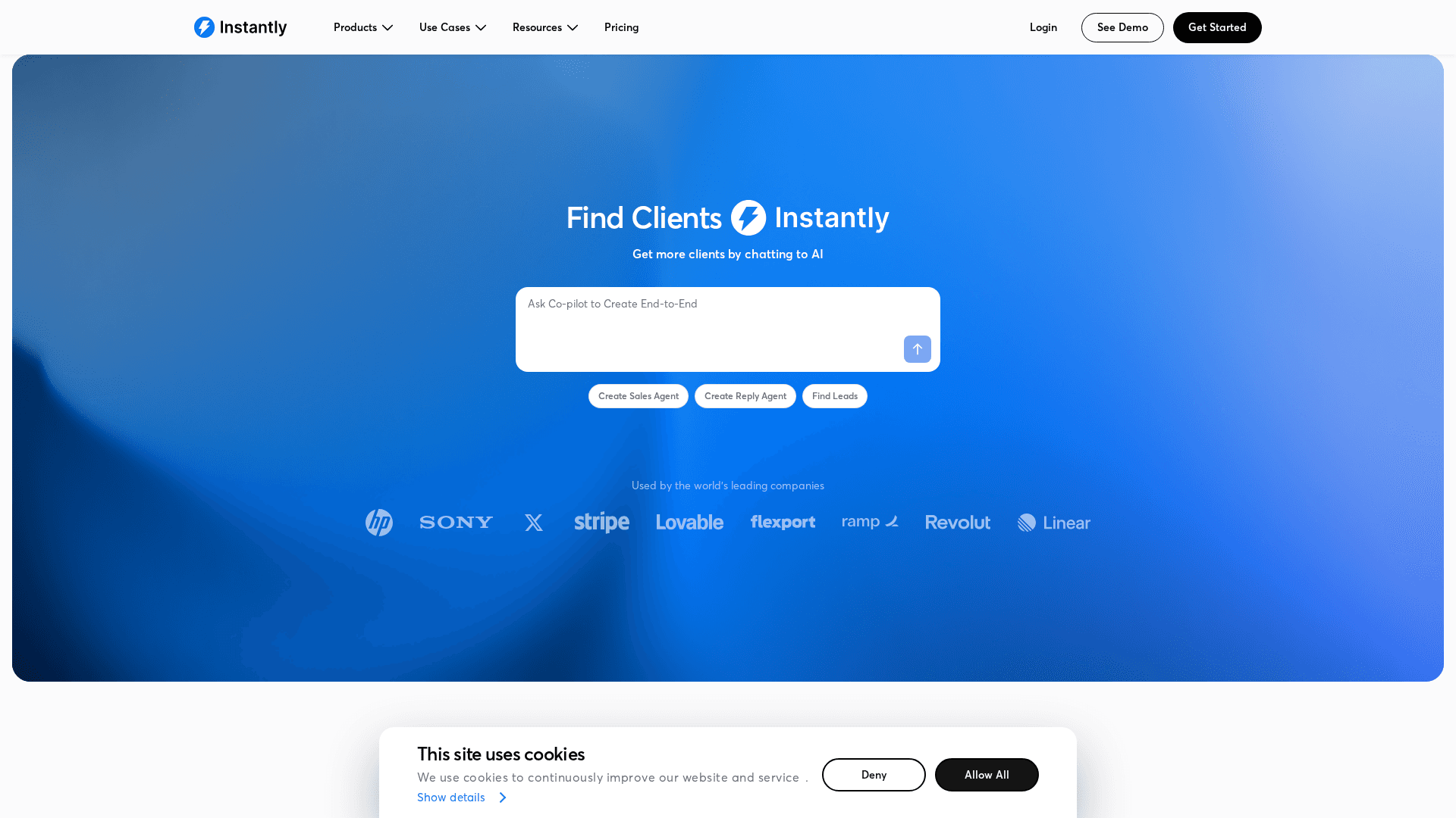 Instantly.ai homepage screenshot