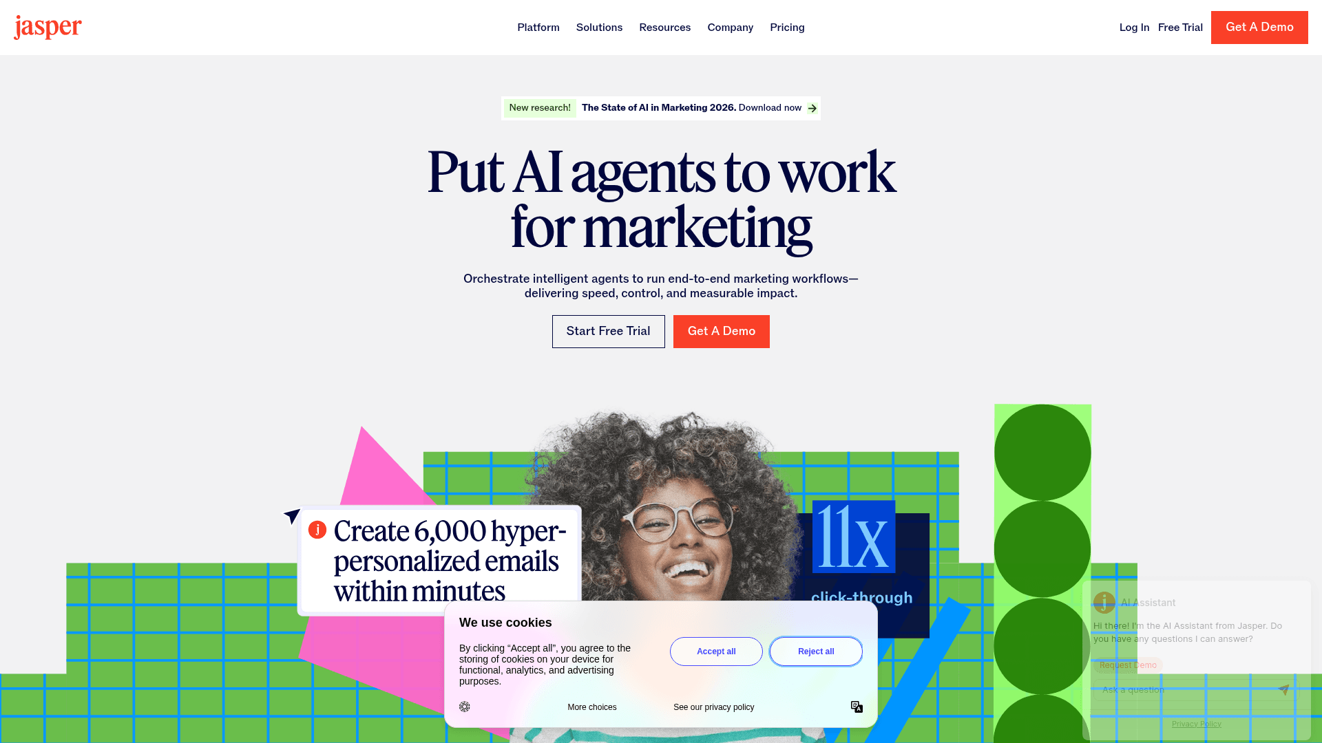 Jasper AI dashboard showing content generation