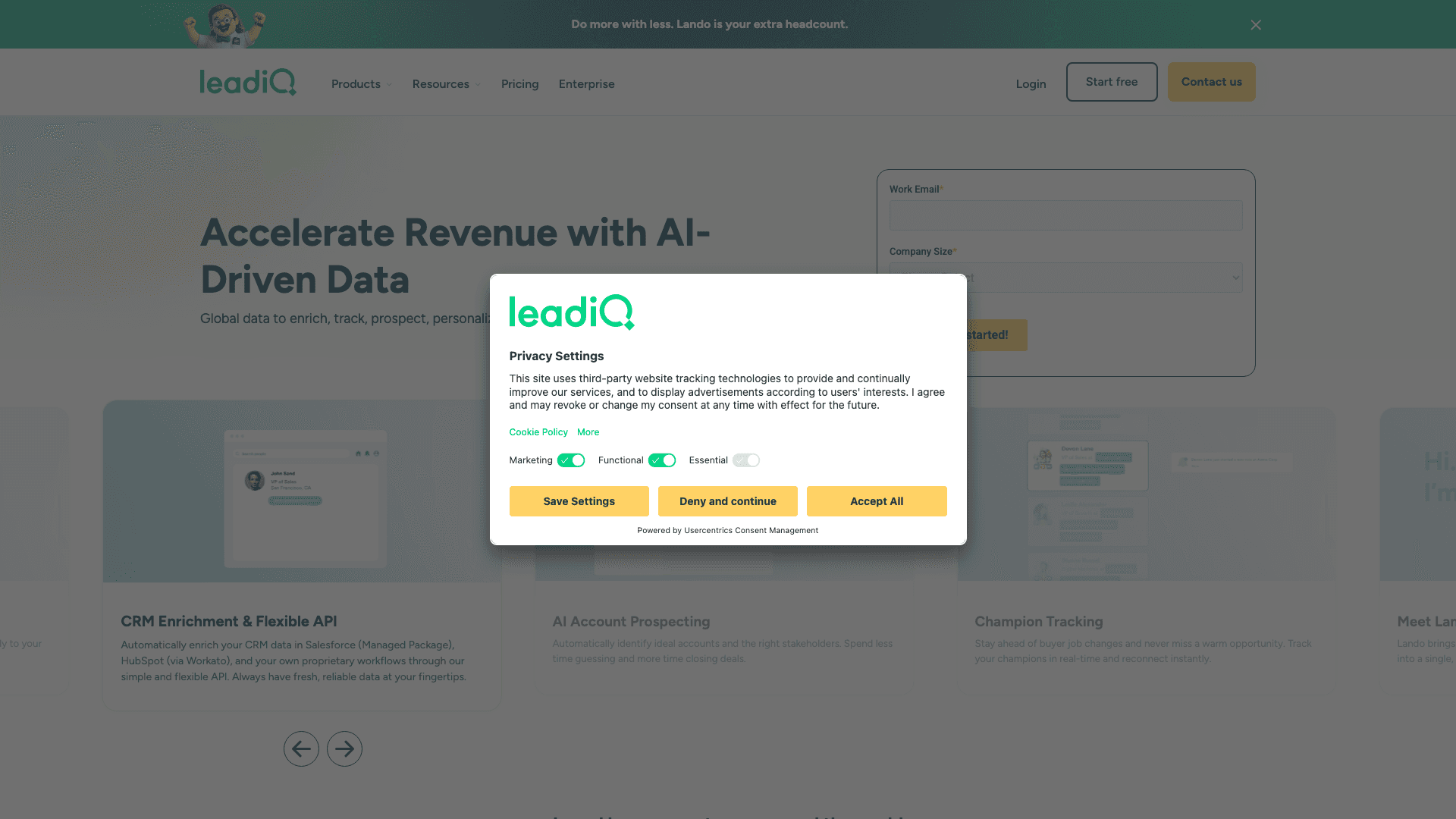 LeadIQ dashboard screenshot