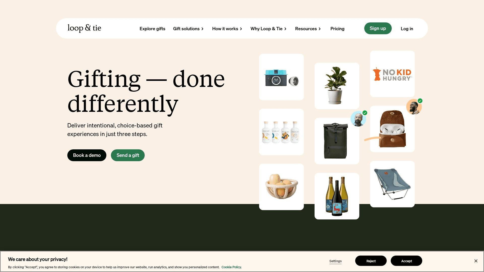 Loop & Tie homepage screenshot
