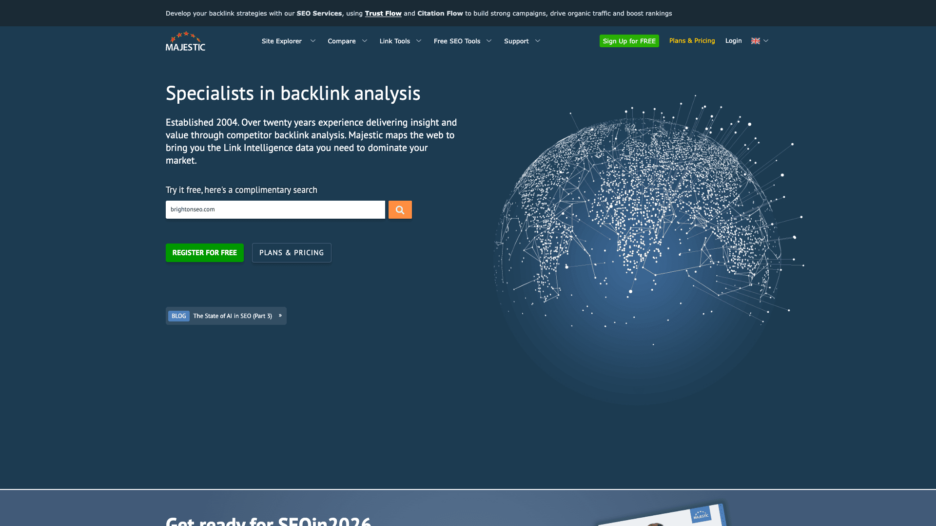 Majestic backlink analysis interface screenshot
