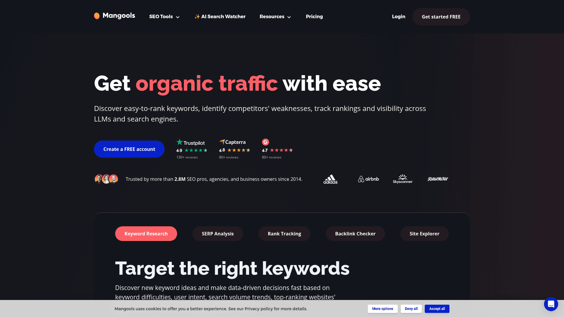 Mangools dashboard screenshot