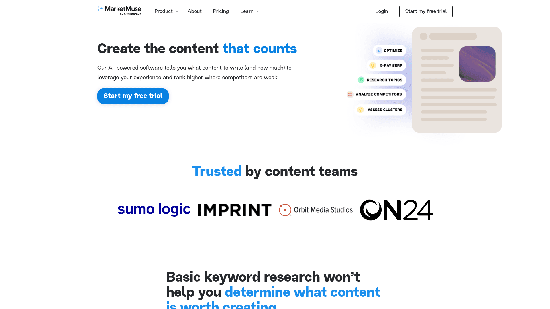 MarketMuse dashboard screenshot
