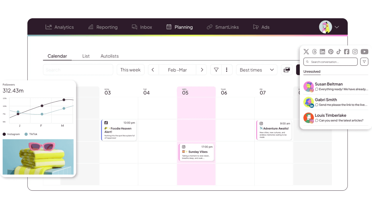 Metricool social media scheduling dashboard