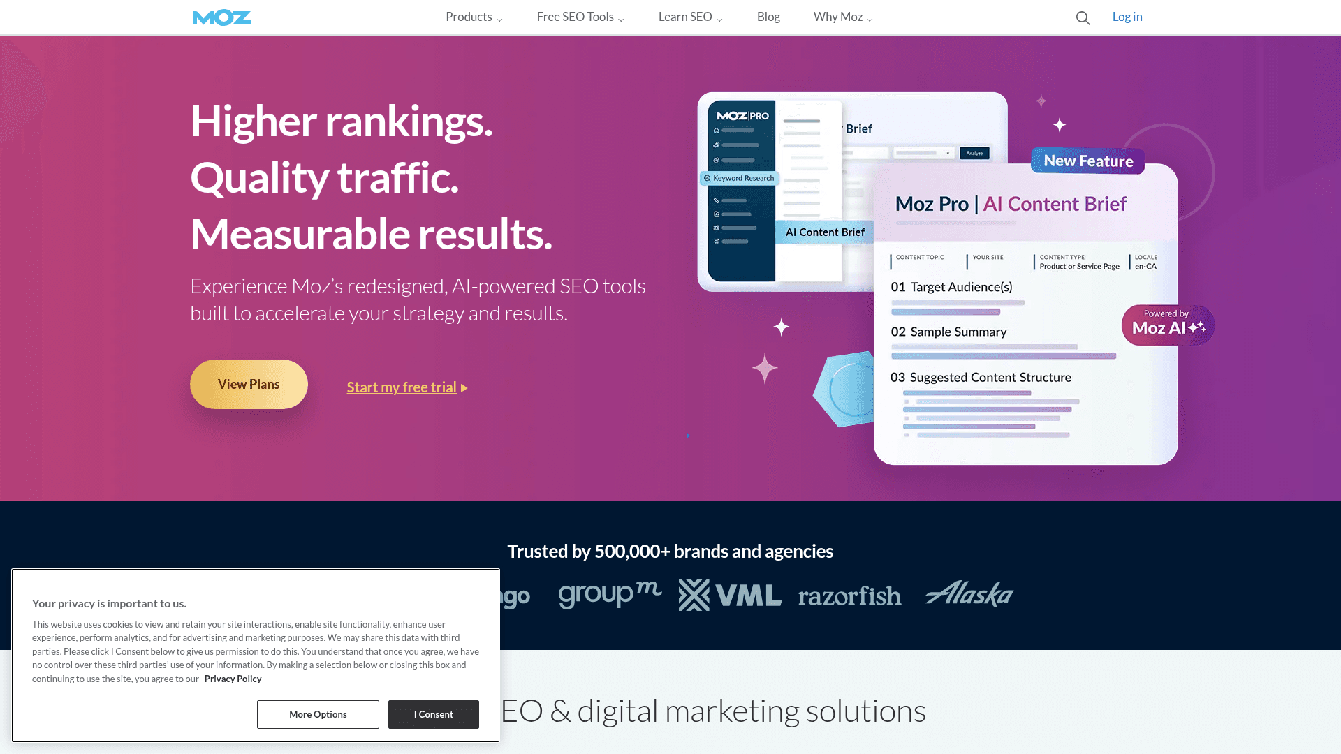 Moz Pro dashboard screenshot