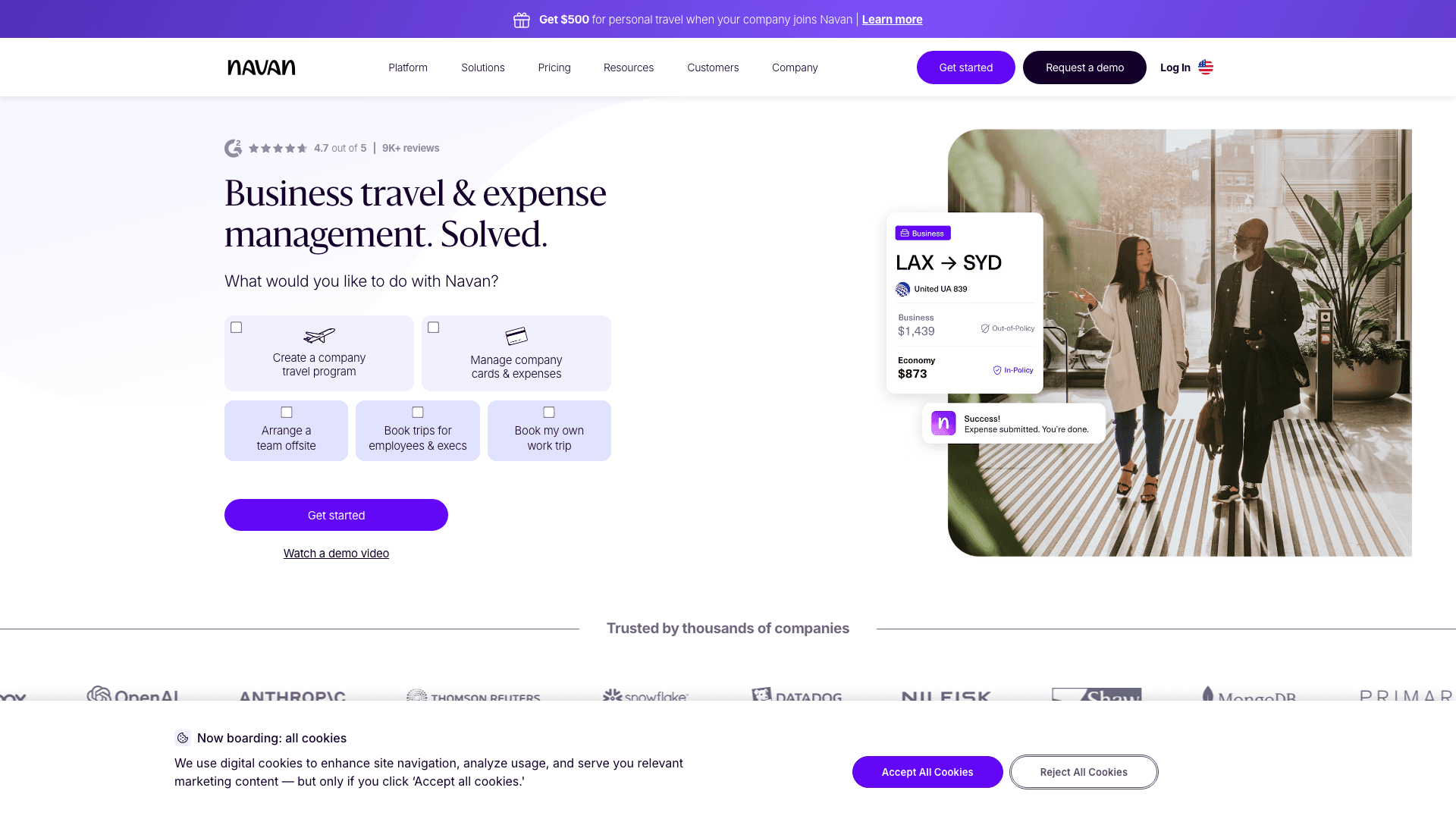 Navan Connect dashboard screenshot