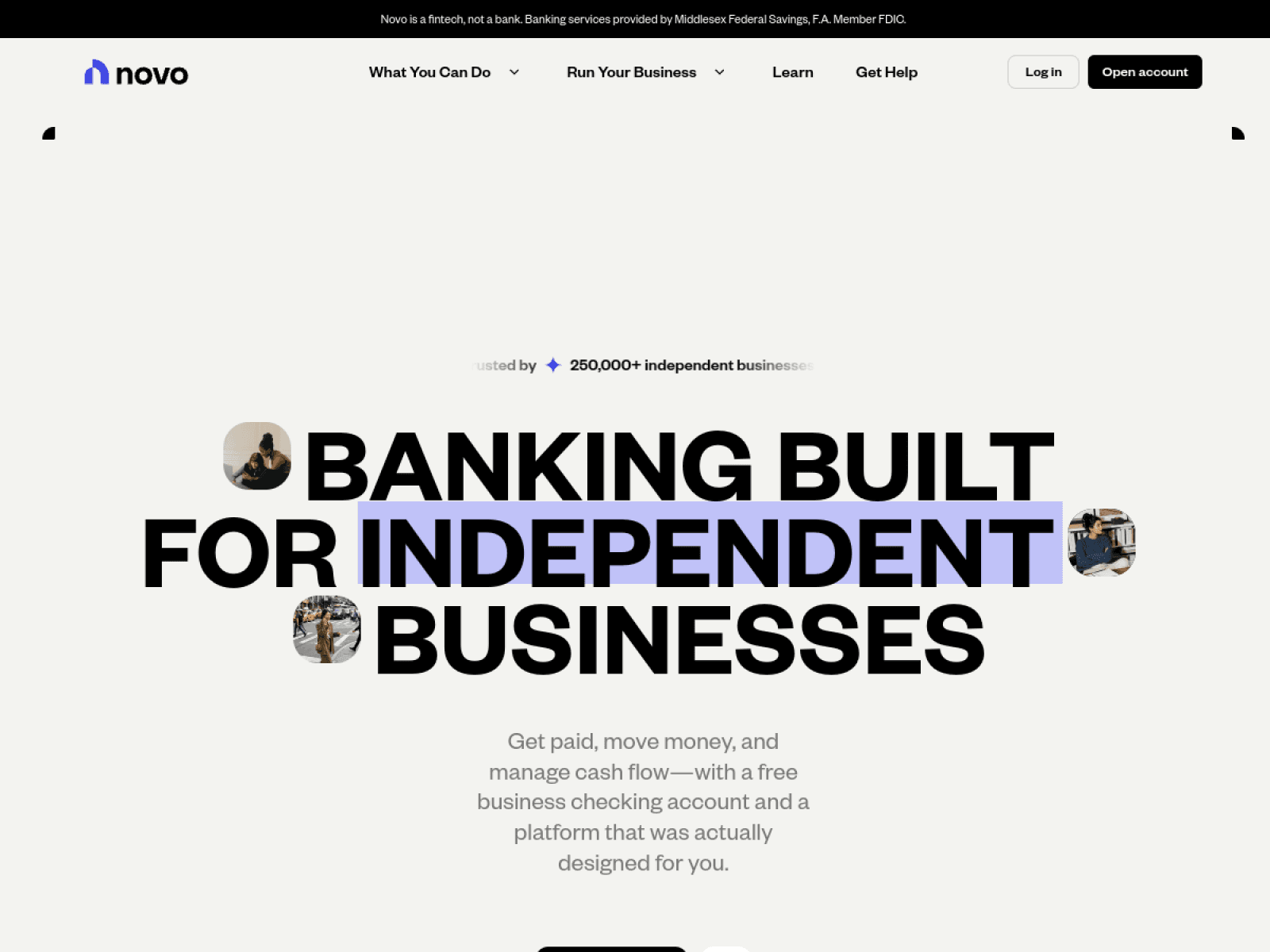Novo homepage screenshot