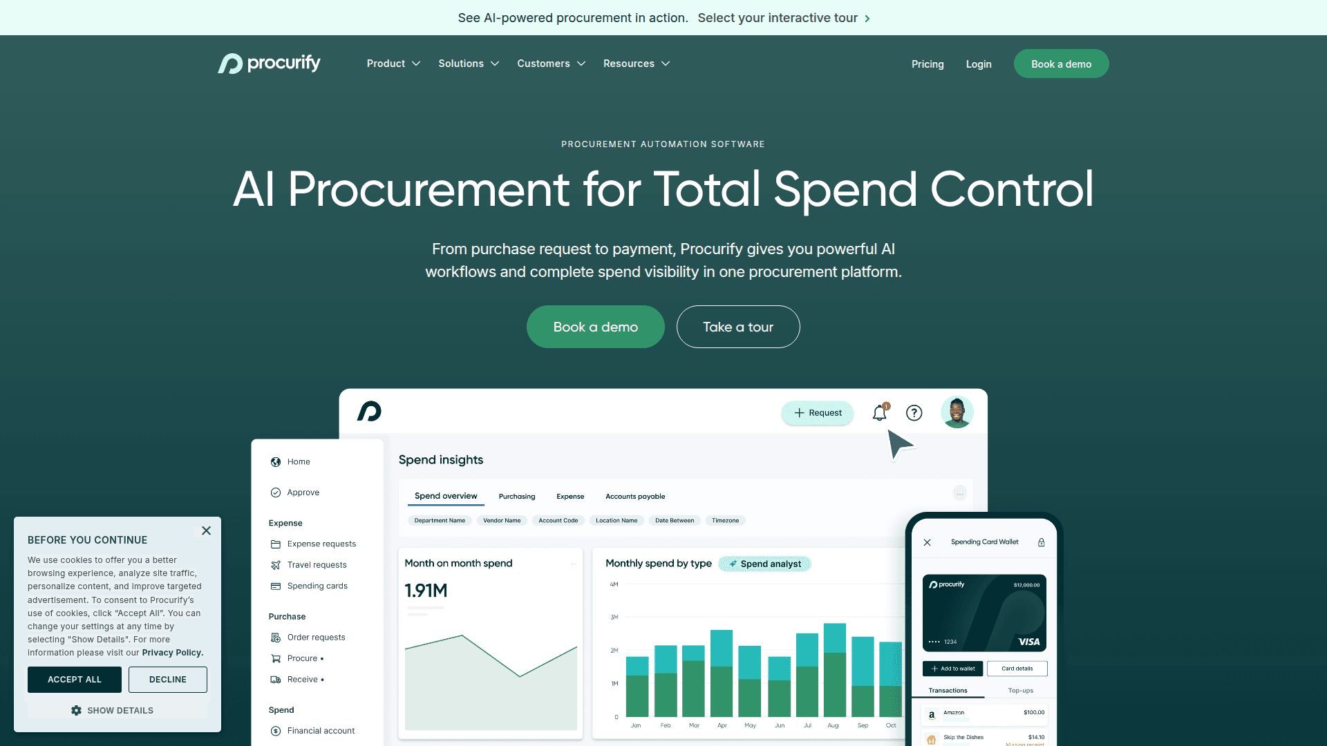 Procurify homepage screenshot