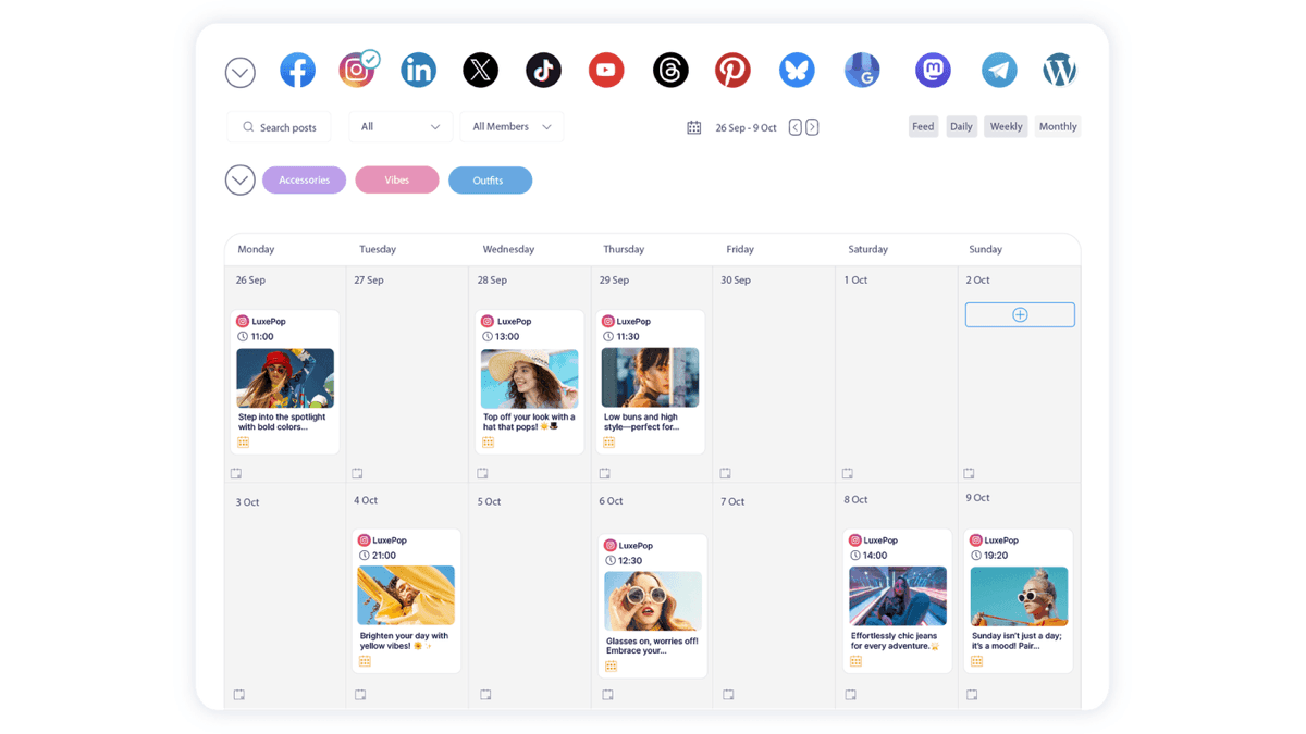 Publer social media scheduling dashboard