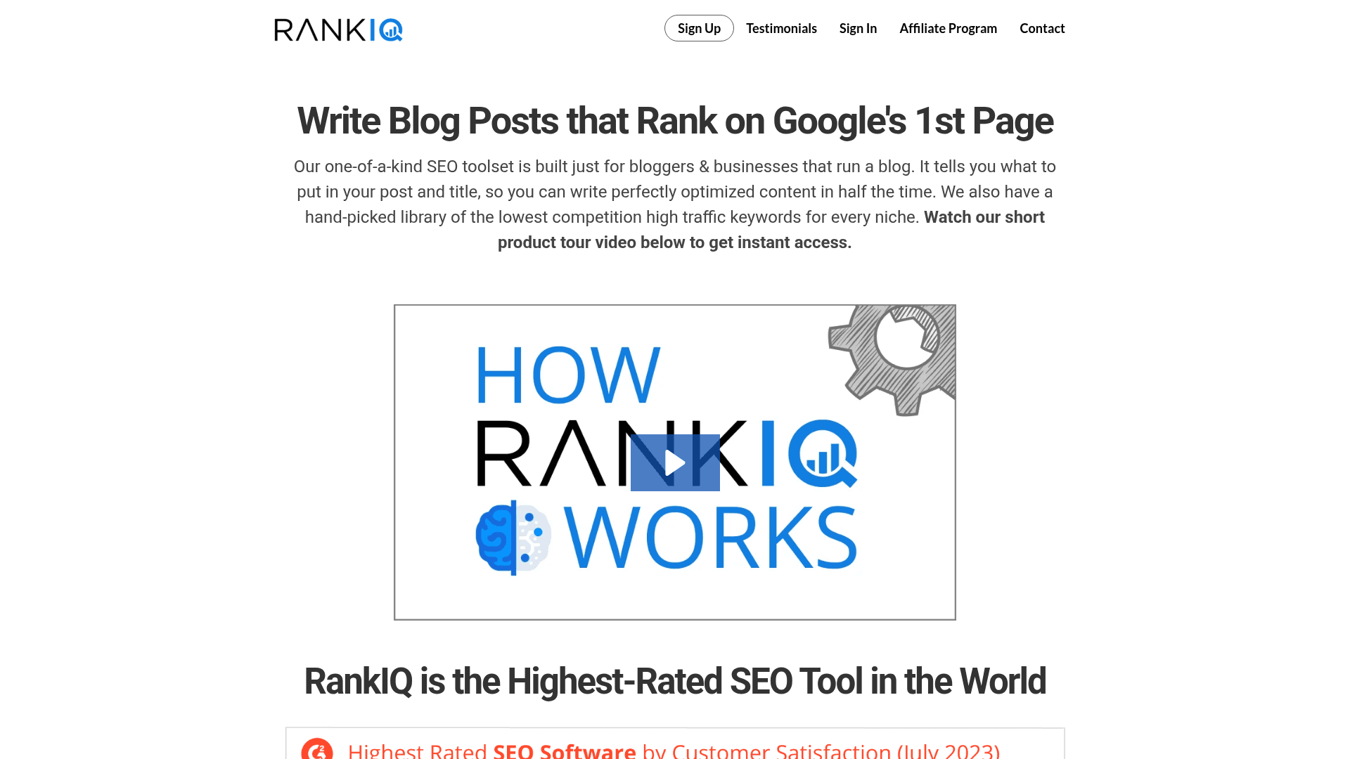 RankIQ dashboard screenshot