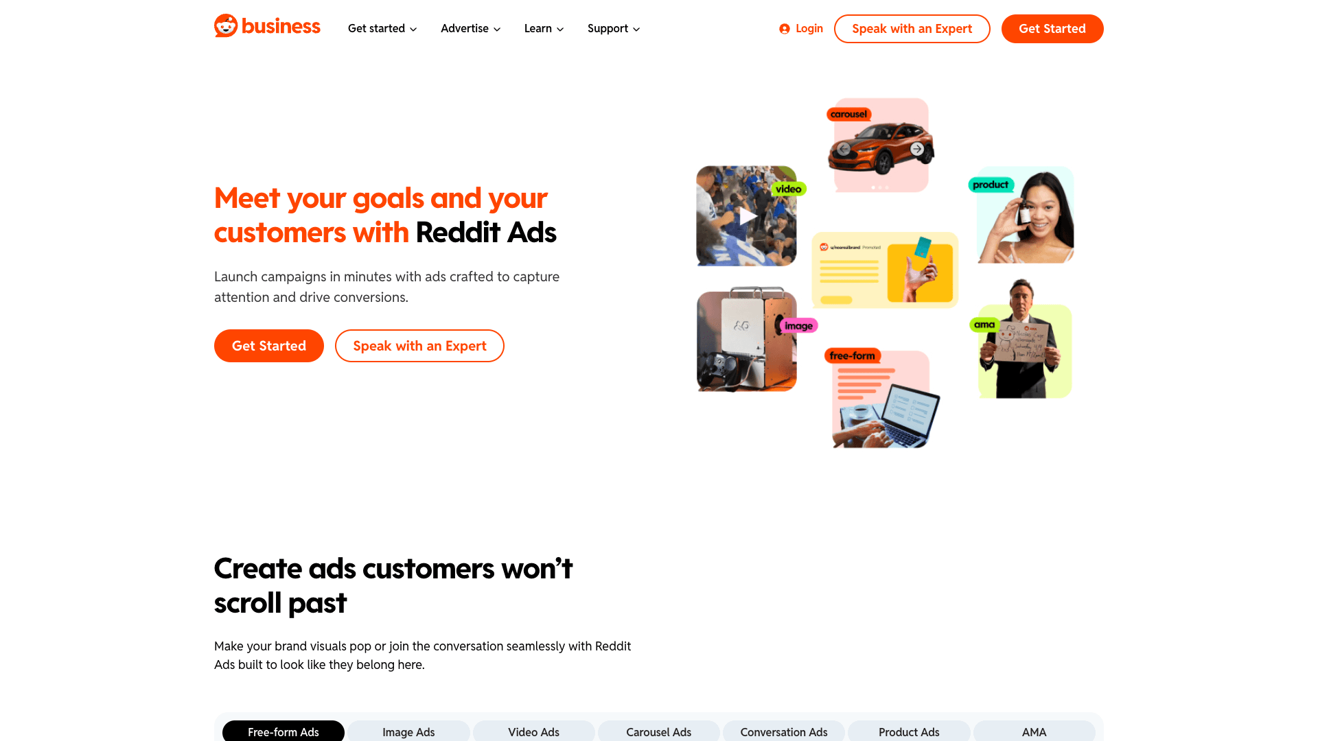 Reddit Ads Manager website screenshot