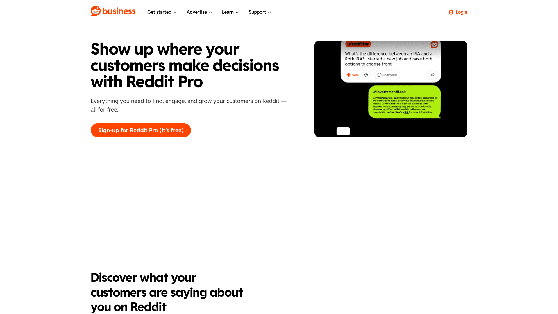 Reddit Pro website screenshot