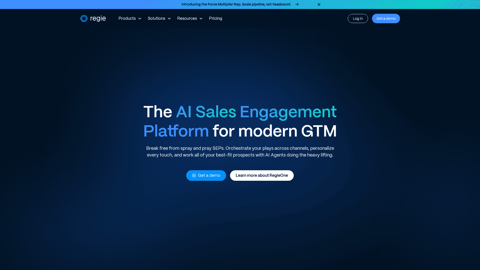 Regie.ai homepage screenshot
