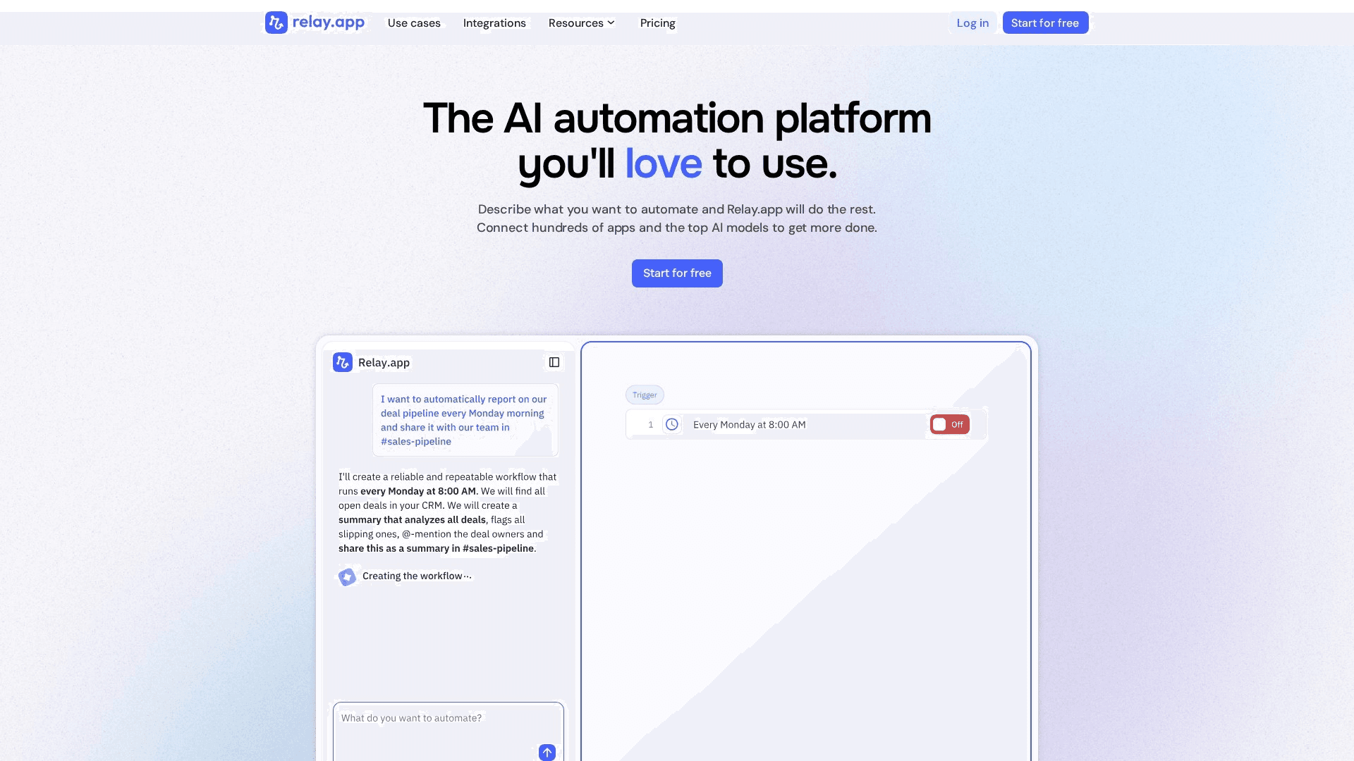 Relay.app homepage screenshot