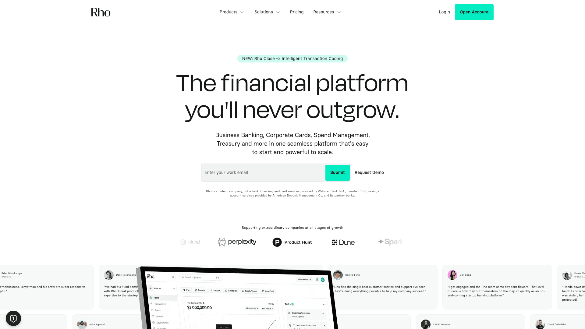 Rho homepage screenshot
