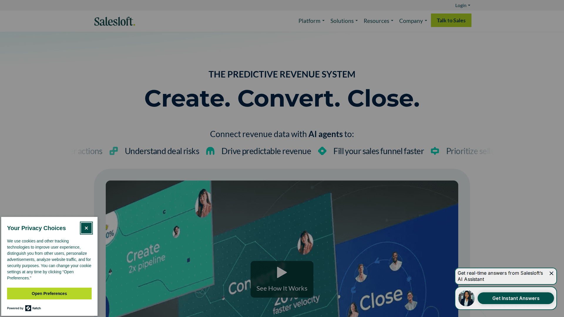 Salesloft homepage screenshot
