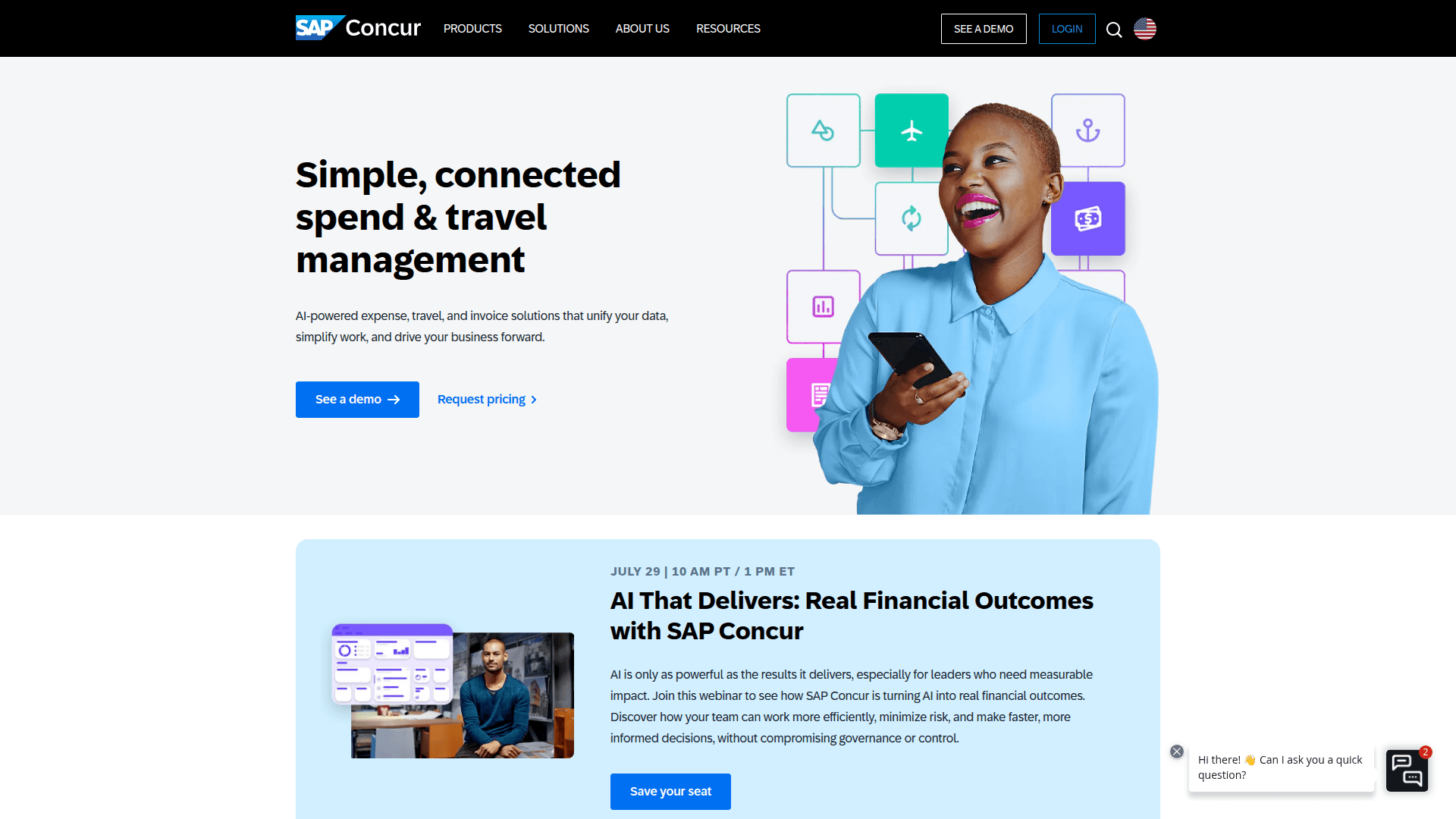 SAP Concur homepage screenshot
