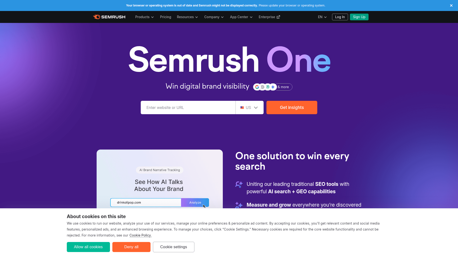 Semrush dashboard screenshot